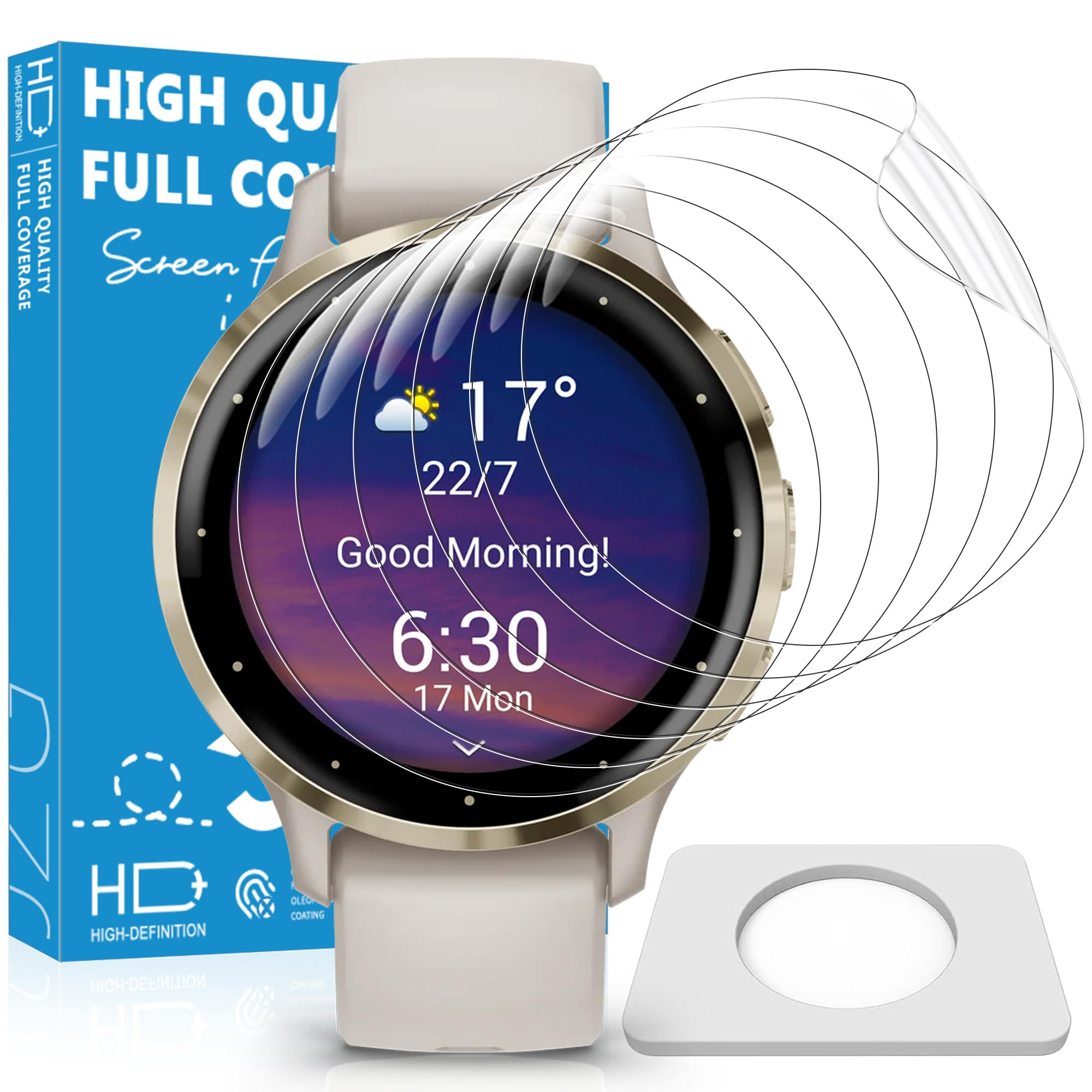 JavoYion 6 Pack Screen Protector for Garmin Venu 3S 41mm, High Clarity Soft Film, Touch Sensitive, Anti Shatter, Bubble Free, Flexible Screen Protector - 1