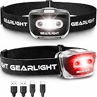 Vista 1 de GearLight Linterna frontal recargable por USB, S500 para correr, acampar y exteriores, faros delanteros LED para campamento, lámpara de cabeza
