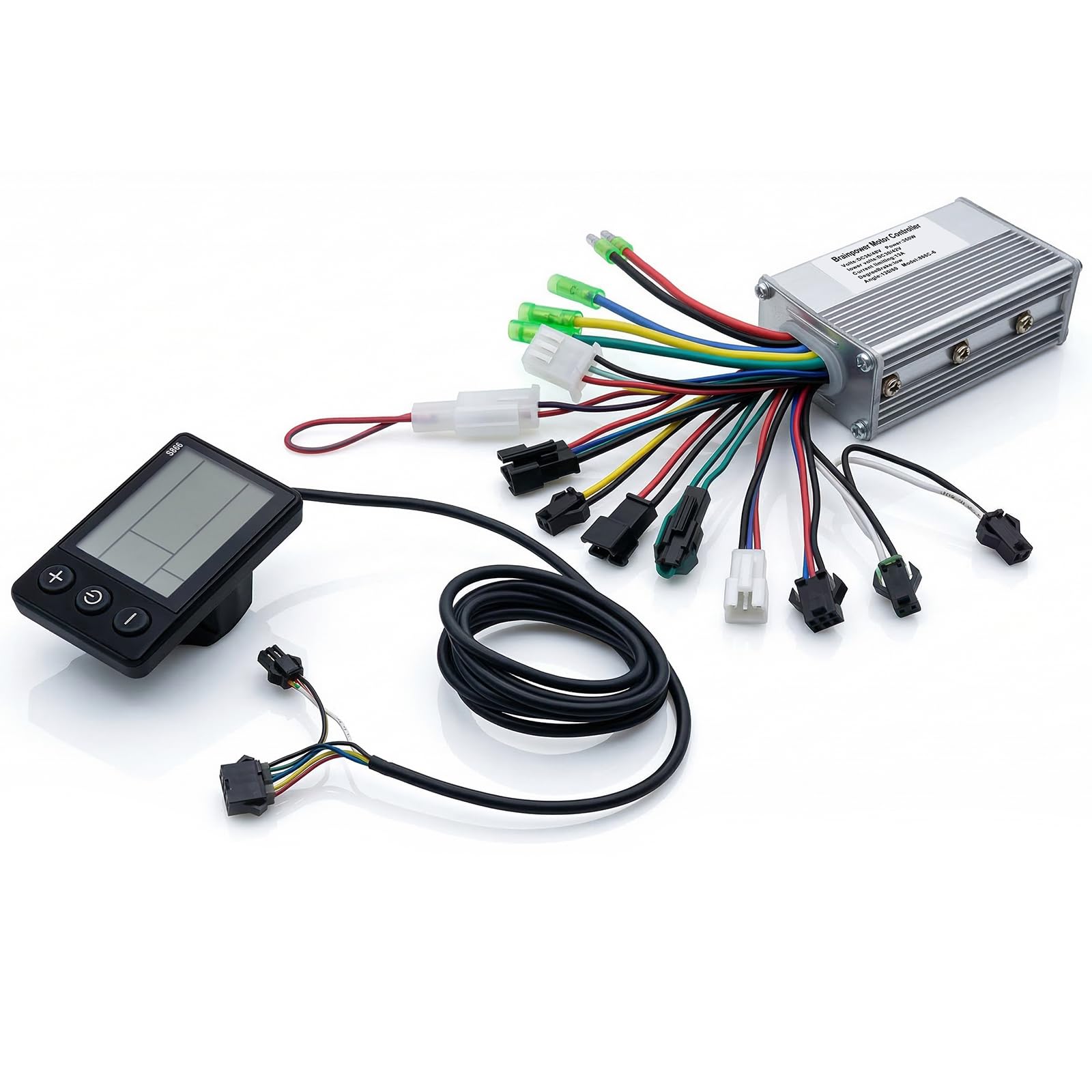 E Scooter Controller Kit, DC 36/48V 13A Dreimodus Sinuswelle Brushless Motor Controller mit LCD Anzeige IPX5 Wasserdicht für Elektrofahrrad Scooter
