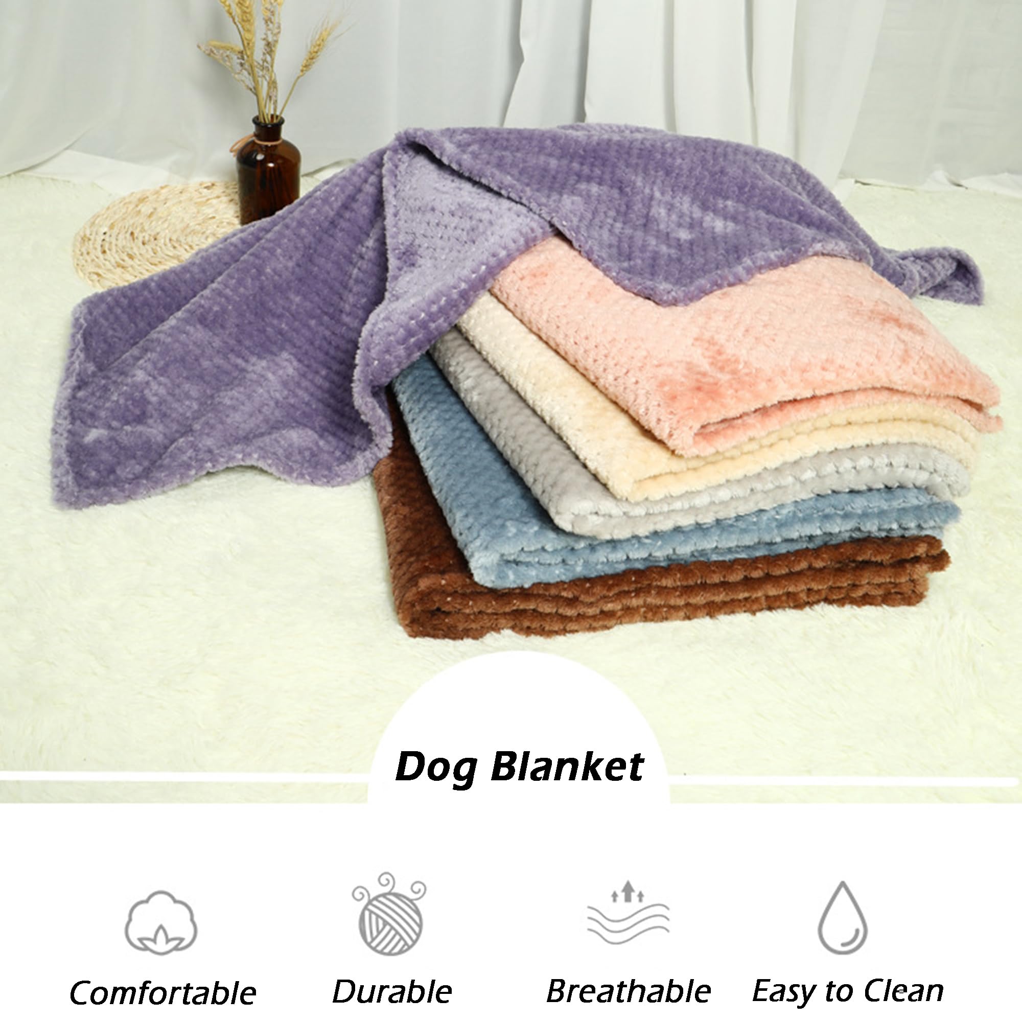 Lot de 2/4 couvertures douces pour chien et chat de petite et moyenne taille - Couvertures lavables pour canapé, lit, voiture - Couvertures pour animaux de compagnie (café, 4 pièces, 100 x 80
