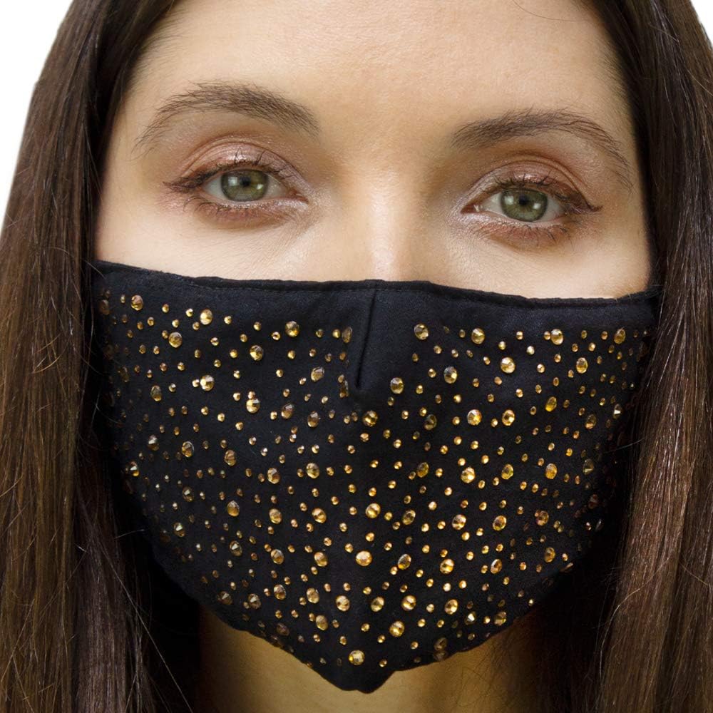 Jessica Mcclintock 2 face Masks per Pack 1 Solid (Black) 1 Stone (Black) : Clothing, Shoes & Jewelry