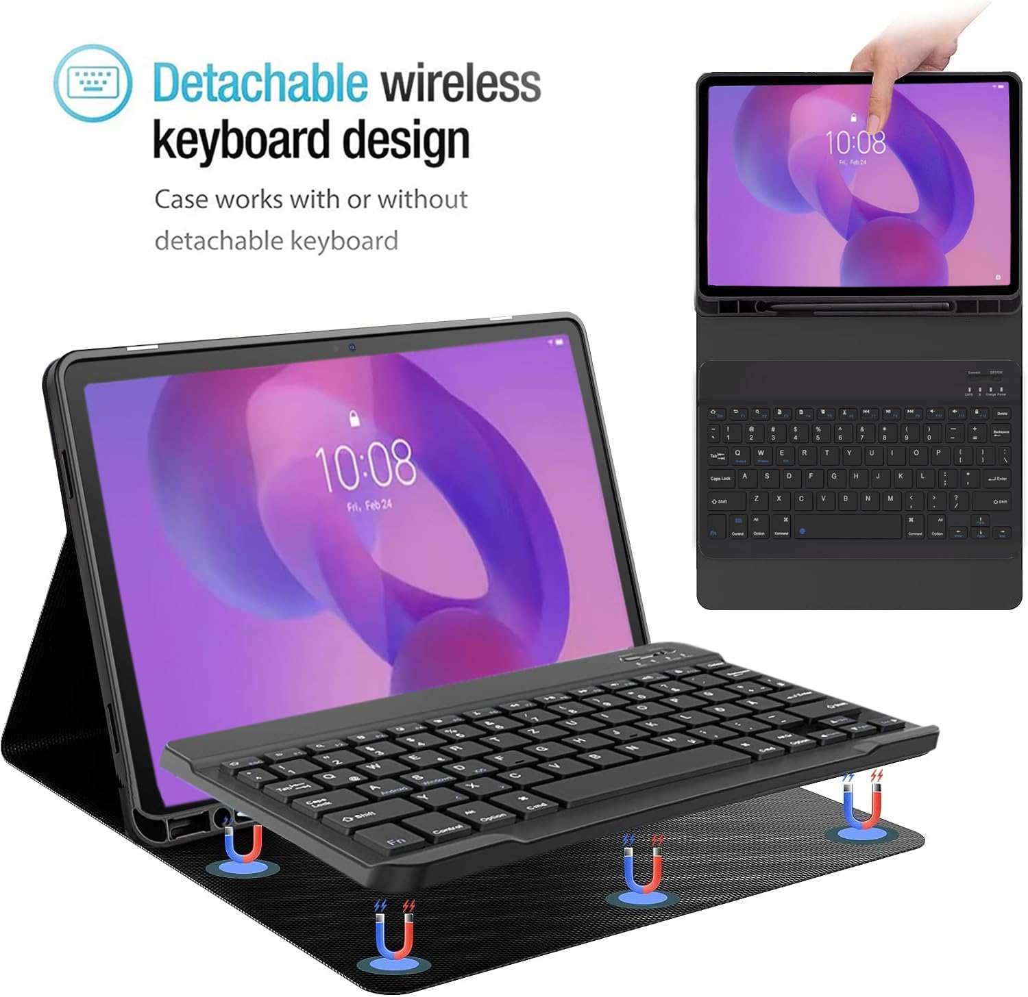 Clavier Lenovo Idea Tab Pro LSPCASA Coque Pour Lenovo Idea Tab Pro (12,7 Pouces 2025) Étui En Cuir PU Housse De Protection Avec Porte-Stylo Et Supportetui Tablette Pour Lenovo Porte Tablette