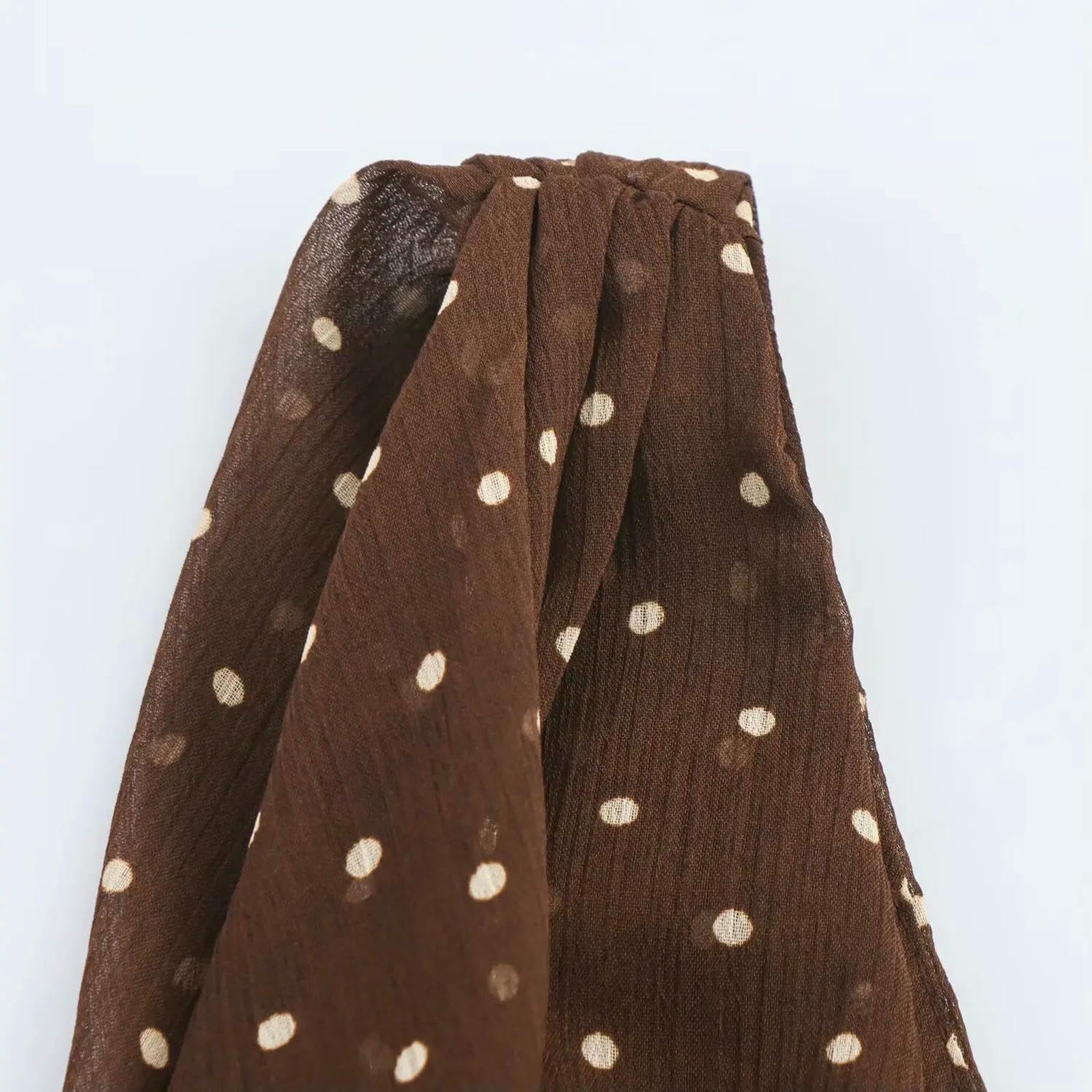 Abito Donna Invernale Temperamento Autunno Abbigliamento da Colletto A Pieghe Asimmetrico Pois-Marrone-l