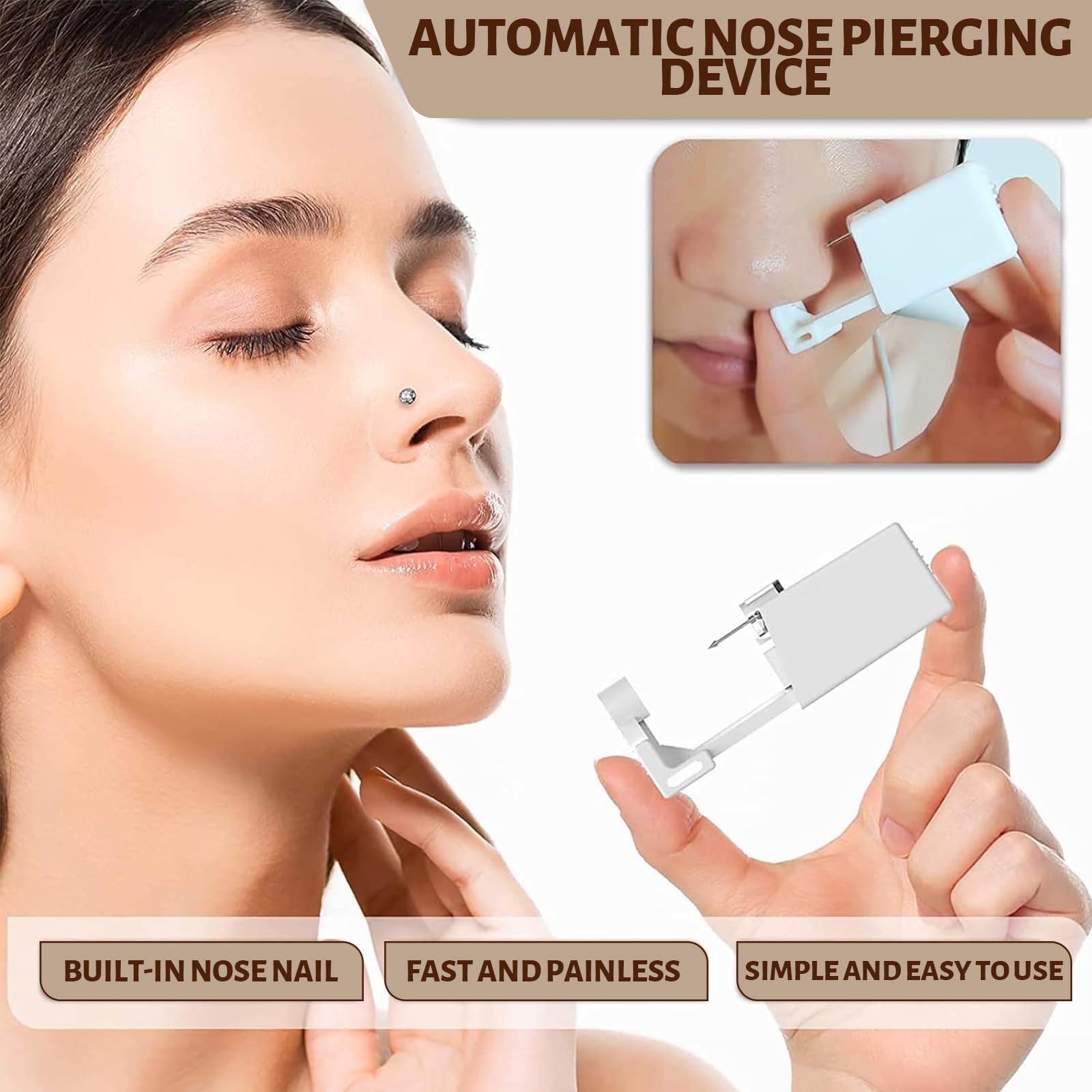 6Piezas Pistola para Perforar Oídos, Pistolas Desechables para Perforar Orejas, Desechables Herramienta Autoperforante Indolora con Pendientes de Acero Inoxidable, Seguro y Estéril, para unisexo
