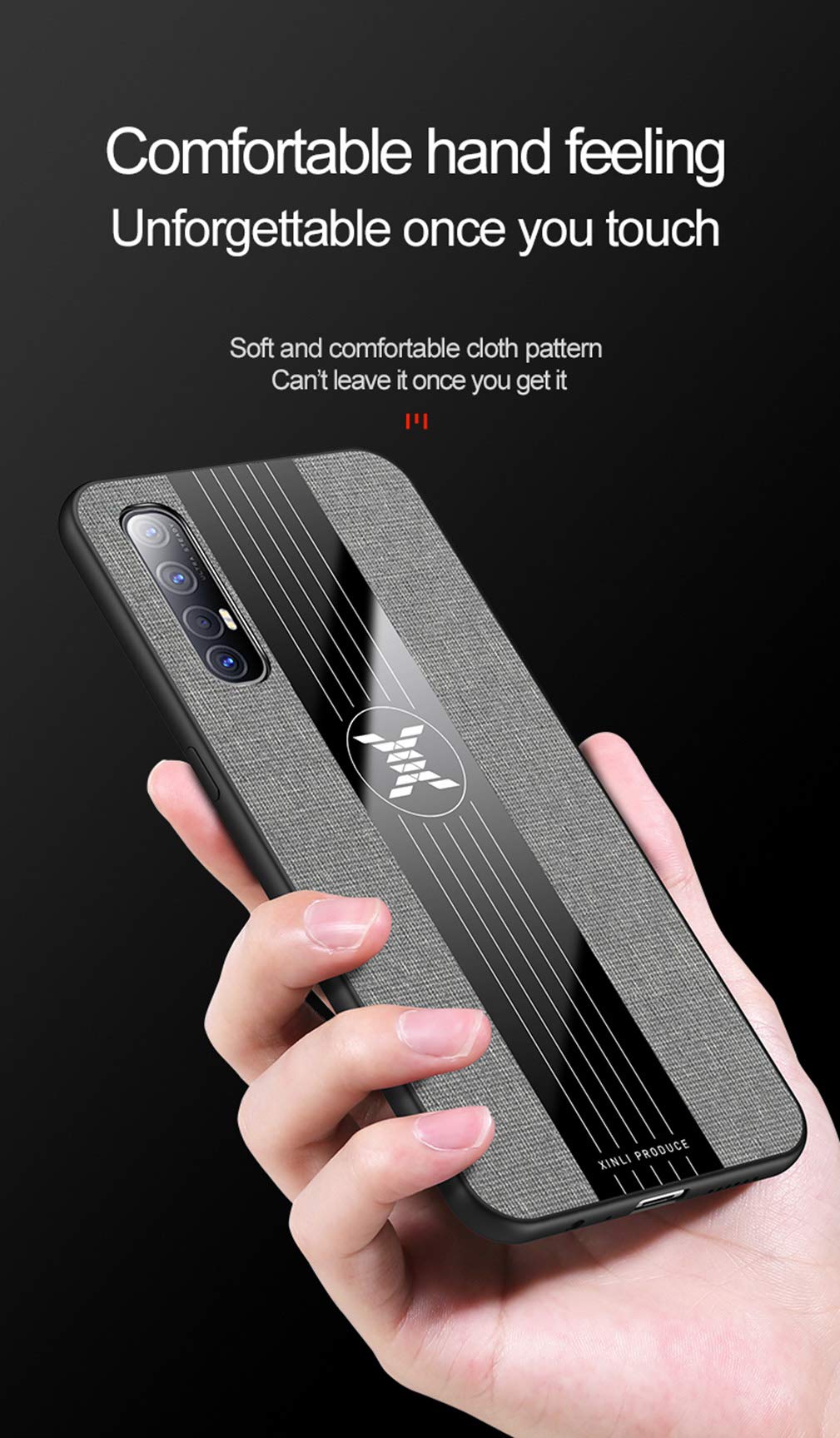 HAOYE Cover OPPO Find X2 Lite: Custodia Protettiva 360° In Tessuto Jeans E Silicone TPU – Antiscivolo E Morbida (Marrone) - 2
