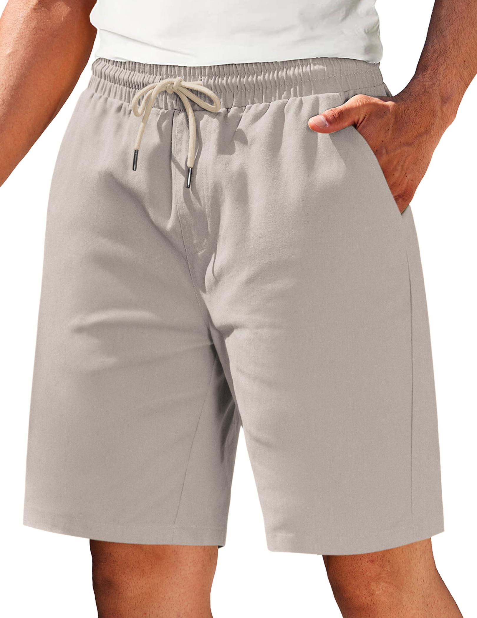 COOFANDY Herren Shorts Sommer Kurze Hosen Baumwolle Sommerhose Kurze Freizeithose mit Gummizug Strandhose Elastische Taille Casual Shorts