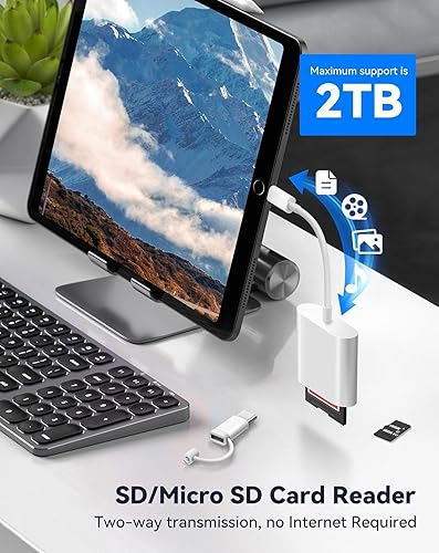 Miniatura 3 de Certificado MFi de Apple Lector de tarjetas de memoria 5 en 1, adaptador USB OTG para iPhoneiPad y lector de tarjetas SD, dispositivos USB C y USB A