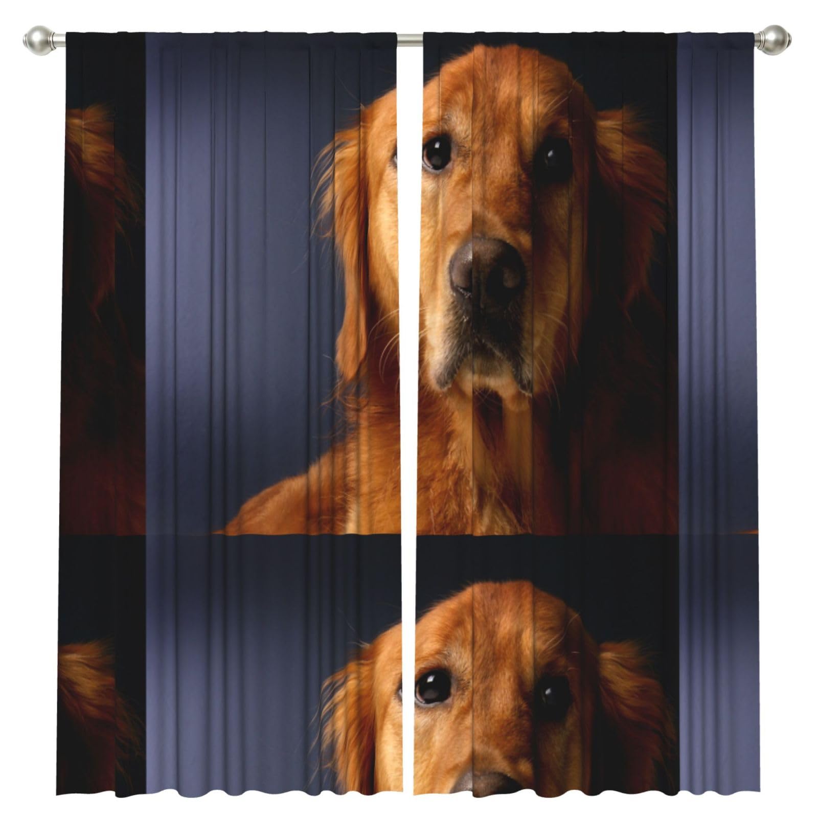 InOmak Golden Retriever, 2 Panels Window Curtains 52 x 84 Inch Blackout Curtains for Living Room Bedroom