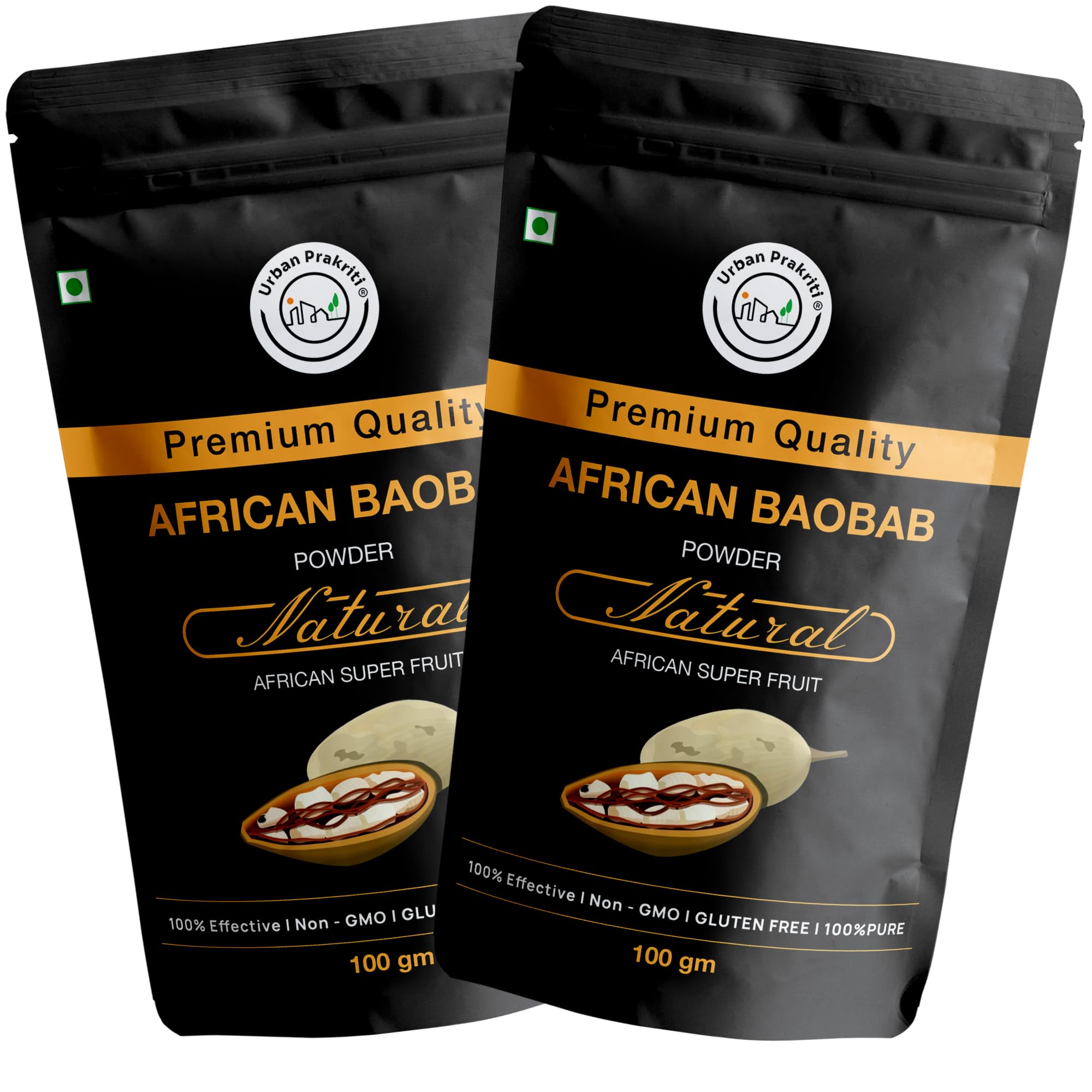Urban Prakriti African Baobab Powder (100g, Pack of 2) | Vegan Superfood for Men and Women | Best for the Gut Health, Immunity & Skin | Rich in Dietary Fiber, Vitamin C | Source of Potassium, Iron