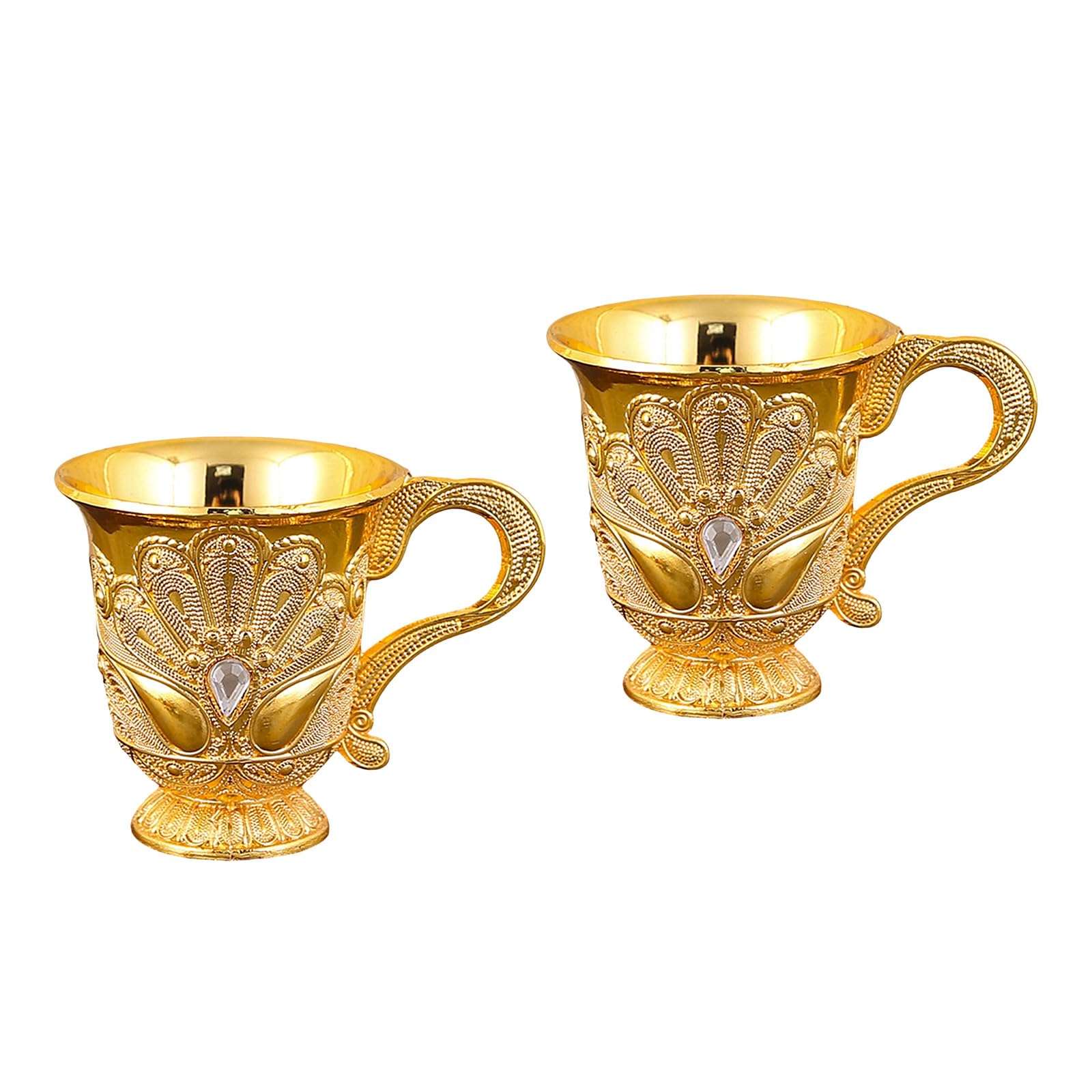 Shntig Styles Metal Liquor Cup Small Goblet Chalices European Styles Emboss Drinking Cups Drinkware for Home Cocktail Party Metal Wine Cups