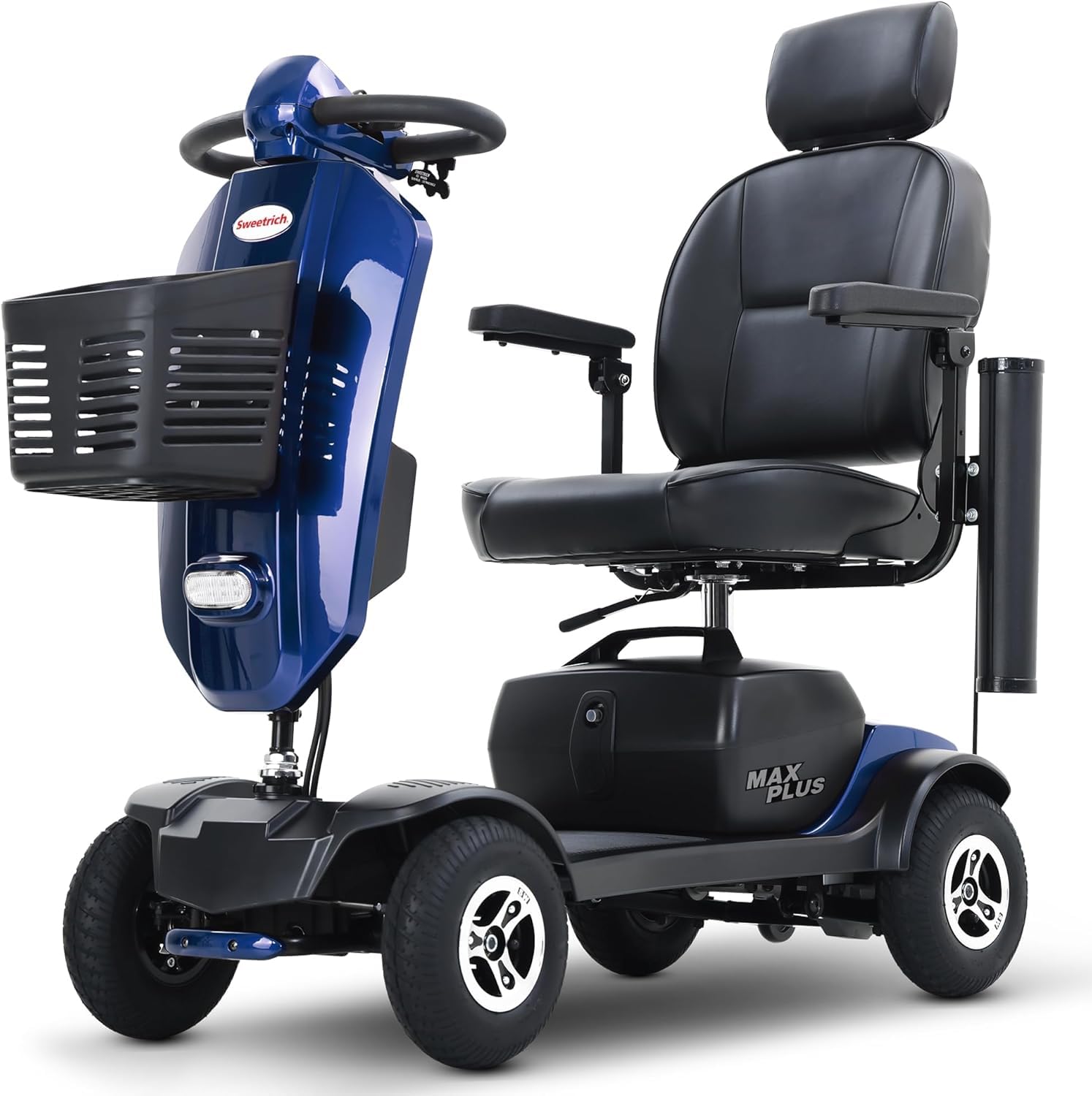 Elektromobil​ Seniorenmobil​– rollstuhl elektrisch faltbar, 4 Räder Faltbare 15 KM-20KM Reichweite, LED-Sicherheitsbeleuchtung,USB Port,Bis 136kg Belastung,elektroroller mit sitz Schwarz