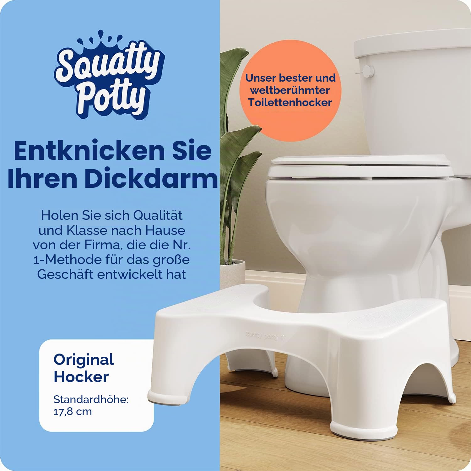 Squatty Potty Original Badezimmer Toilette Schemel, 7-Zoll Höhe, Weiß