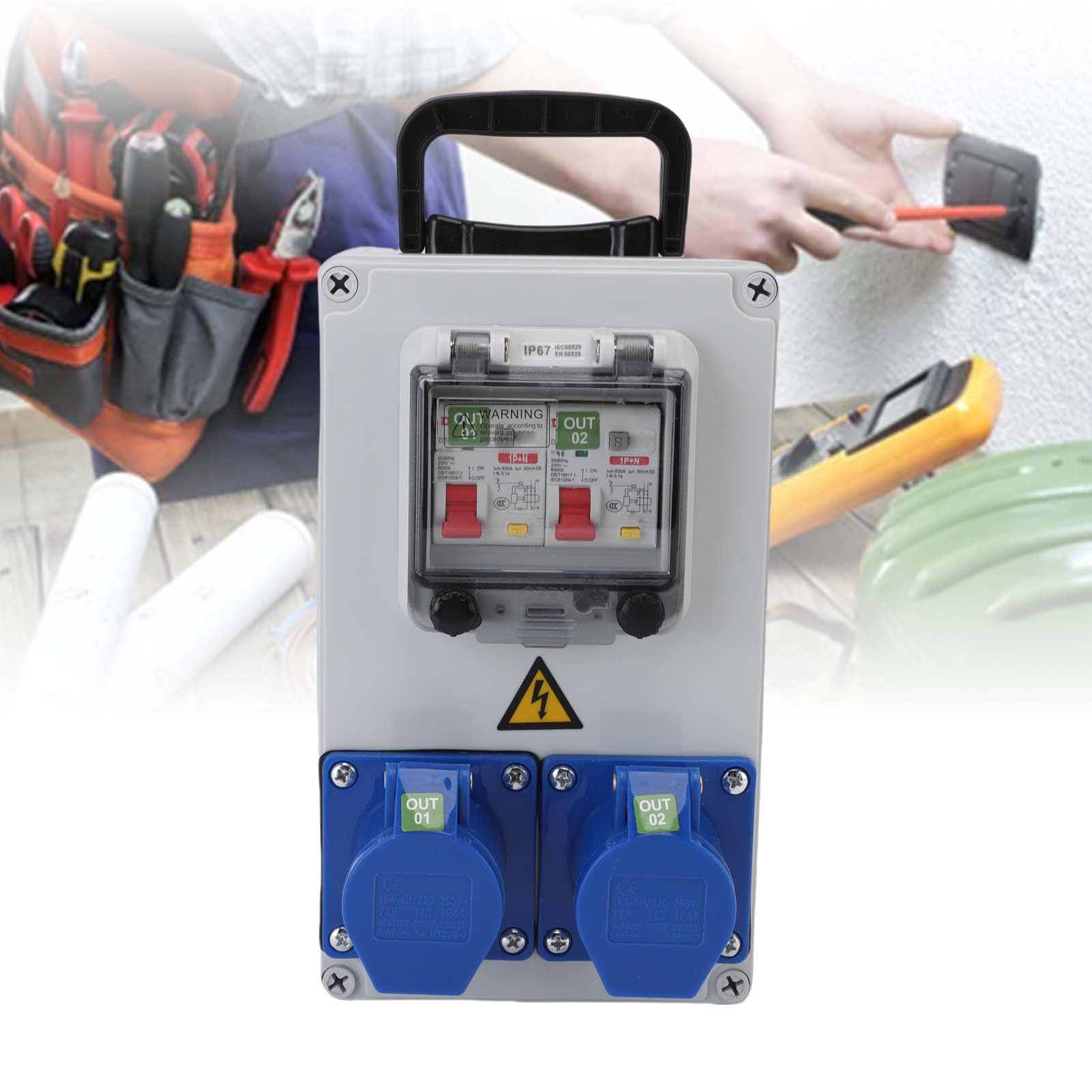 FTVOGUE Scatola di Uscita Industriale Portatile per la Distribuzione Elettrica di Distribuzione Dell'impatto Resistenza per Il Workshop per Cantiere per Il