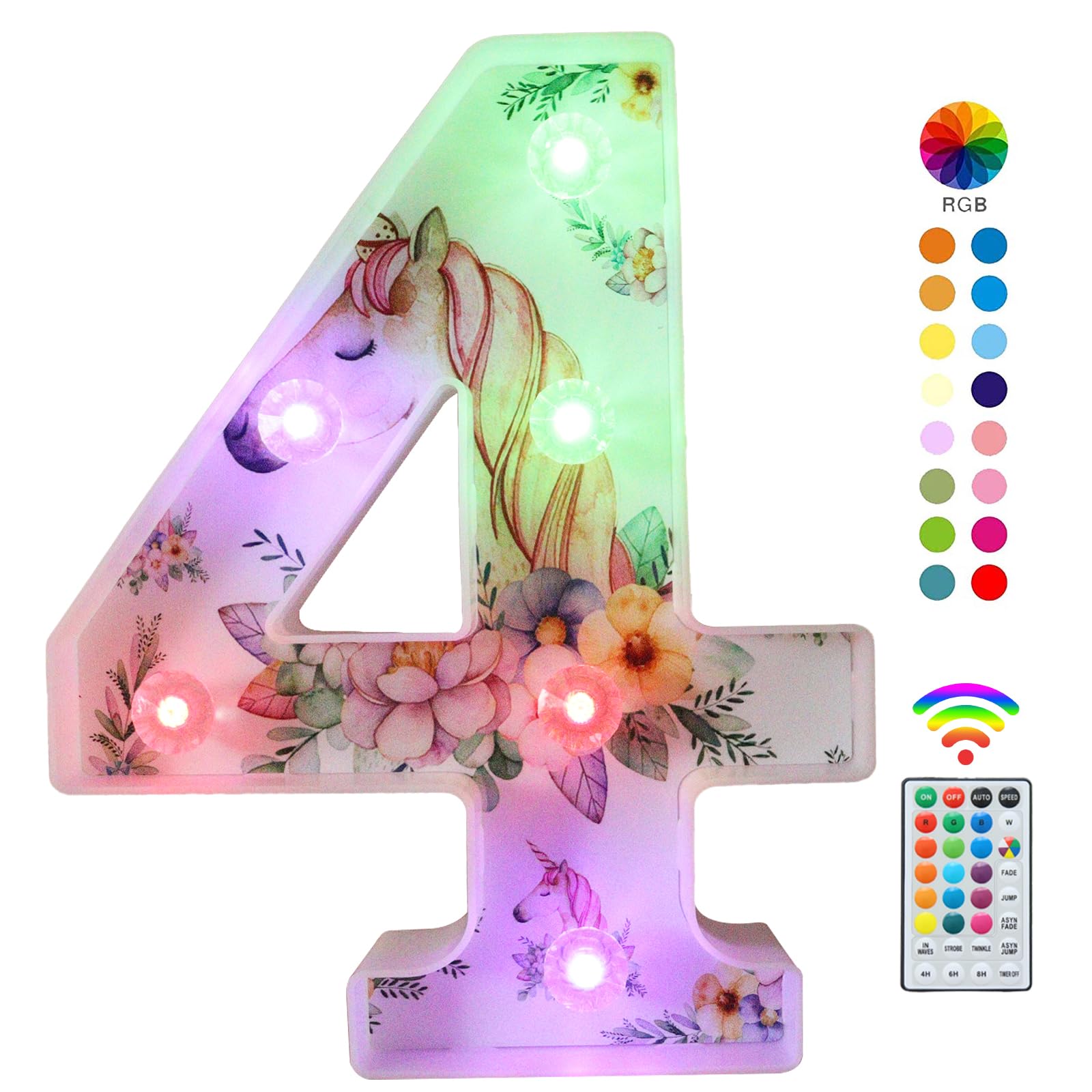 Unicorn LED Light Up Letters, 18 Color Changing Diamond Alphabet Sign Unicorn Gifts for Girls Women Party Birthday Decorations Remote Night Light Christmas Valentine Wall Table Decor - A — view 23