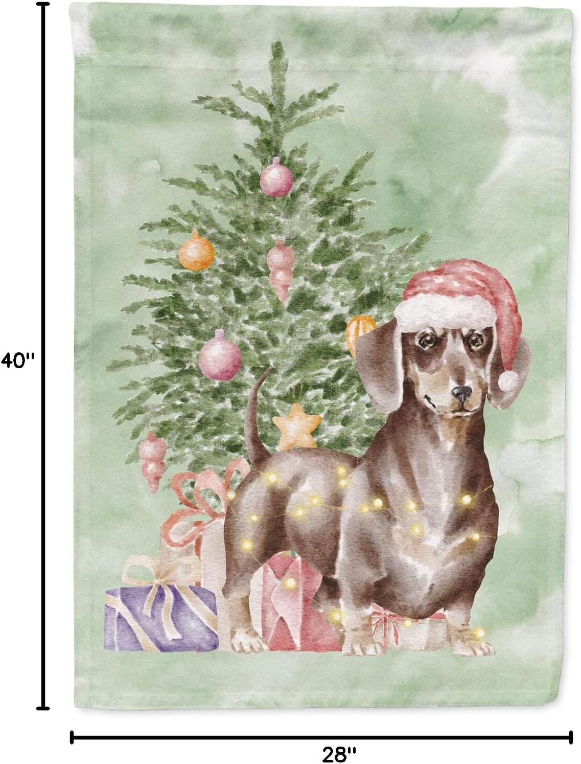 Caroline's Treasures CK8207CHF Dachshund Chocolate Tan Christmas Presents and Tree House Flag Large Porch Sleeve Pole Decorative Outside Yard Banner Artwork Wall Hanging, Polyester, House Size, Multic