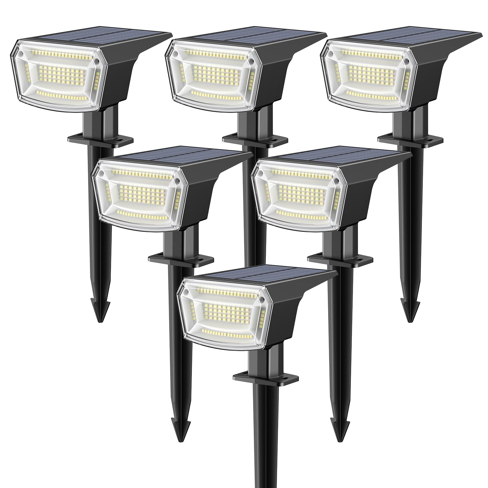 TECKNET 83 LED Solar Spot Lights, 3-Color Tunable (Warm/Neutral/Cool) with Dimming, IP67 Waterproof Auto On/Off for Outdoor Garden Pathway Decor, 6 Pack [Energy Class A]