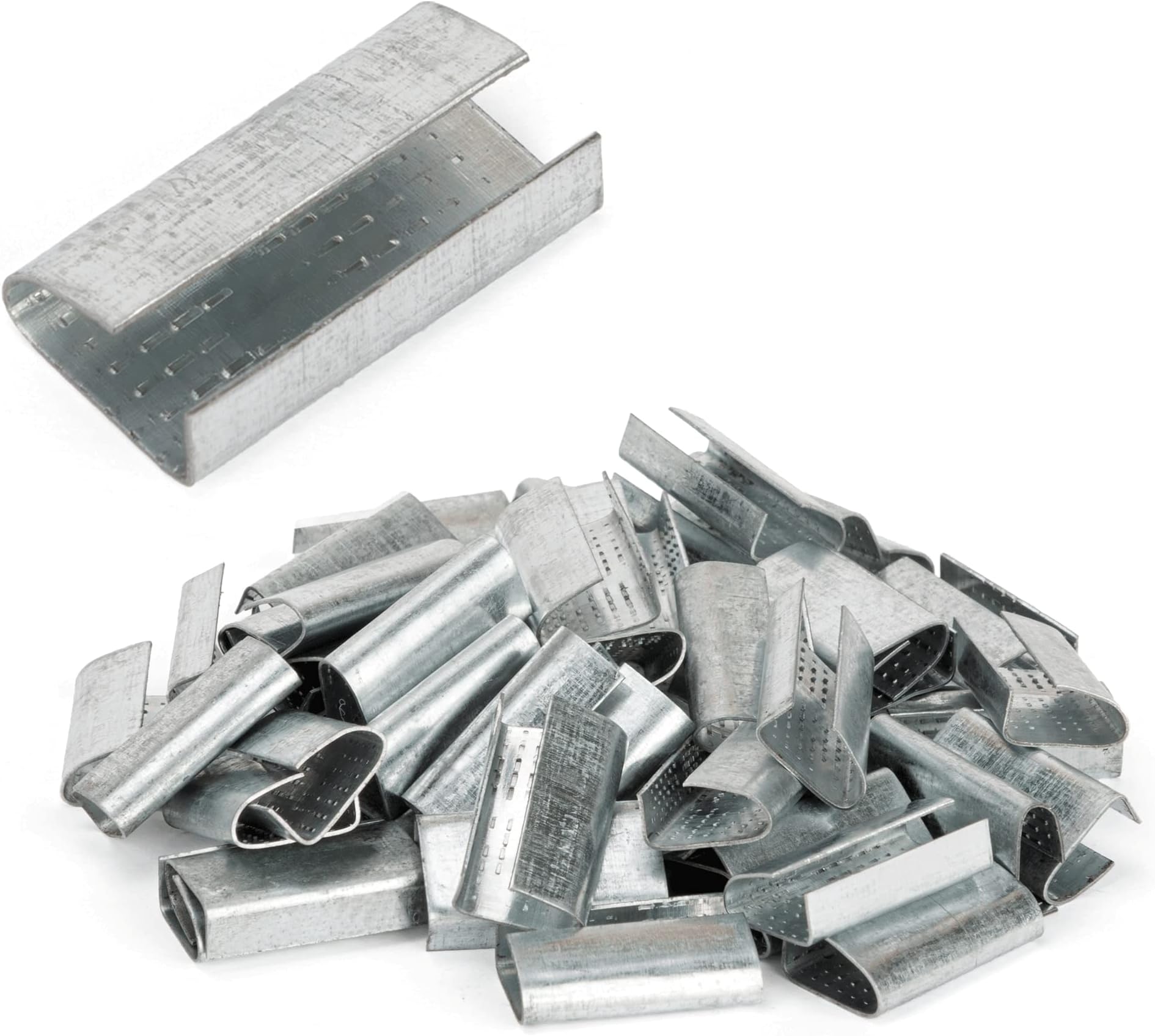 Gresdent Open Seals for 1/2" Strap Width Strapping，Sturdy Strapping Metal Clips with Superior Holding Power for Securing Heavy Packaging and Pallet Banding (Pack of 100)