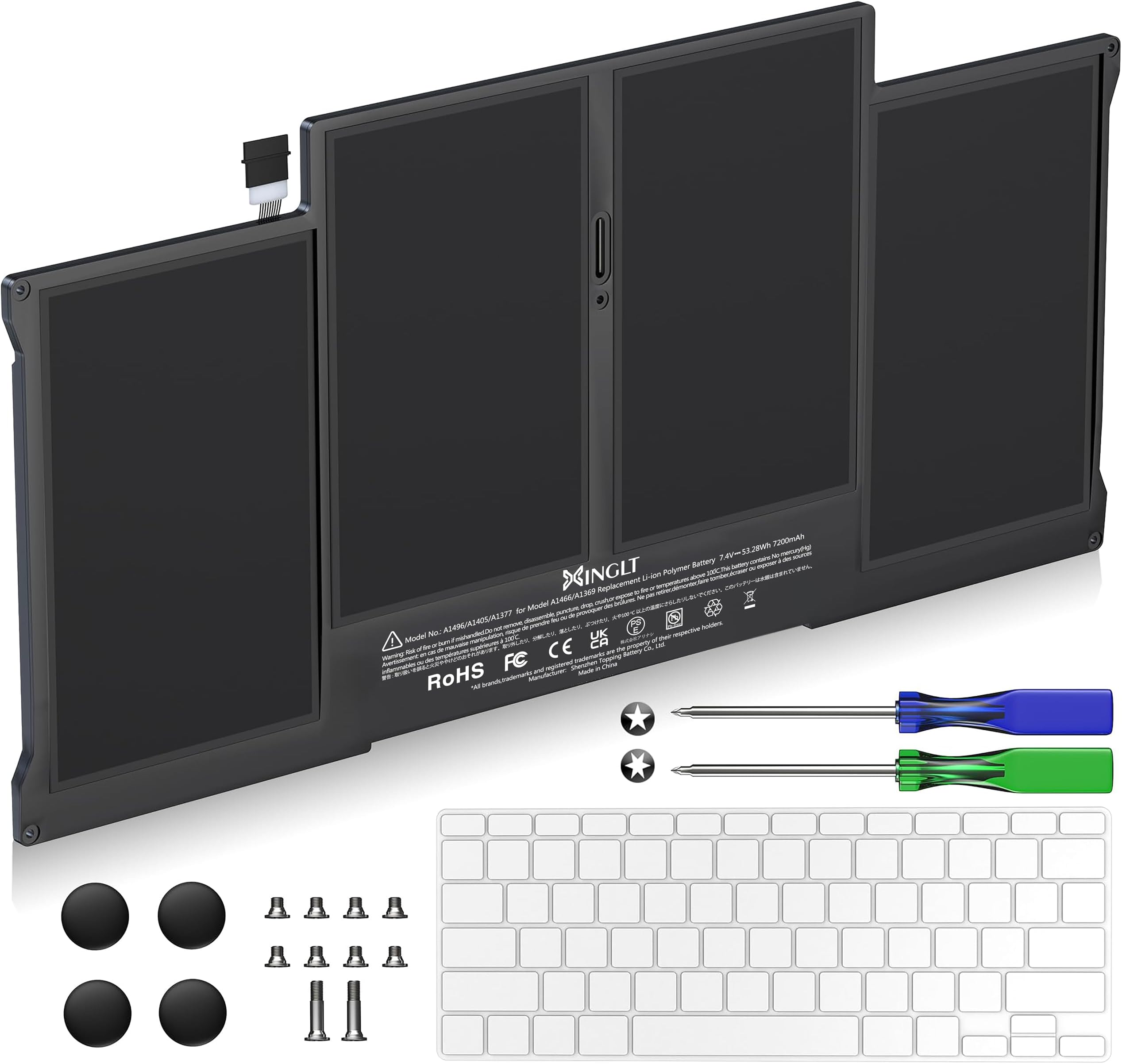 Replacement Laptop Battery for MacBook Air 13 inch A1466(Mid 2012, Mid 2013, Early 2014, Early 2015,2017) A1369(Late 2010, Mid 2011 Version) 7200mAh,fits A1496 A1405 A1377 [Upgraded 3.0]