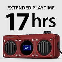 Vista 5 de Avantree Boombyte - Portable FM Radio with Bluetooth Speaker, Superb Sound, Metal Finish, MP3 Player, Support Micro SD Card & USB Audio Input, Long