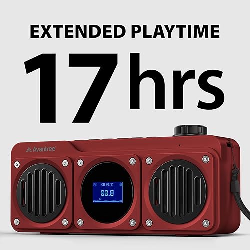 Miniatura 5 de Avantree Boombyte - Radio FM portátil con altavoz Bluetooth, excelente sonido, acabado de metal, reproductor de MP3, compatible con tarjeta micro SD