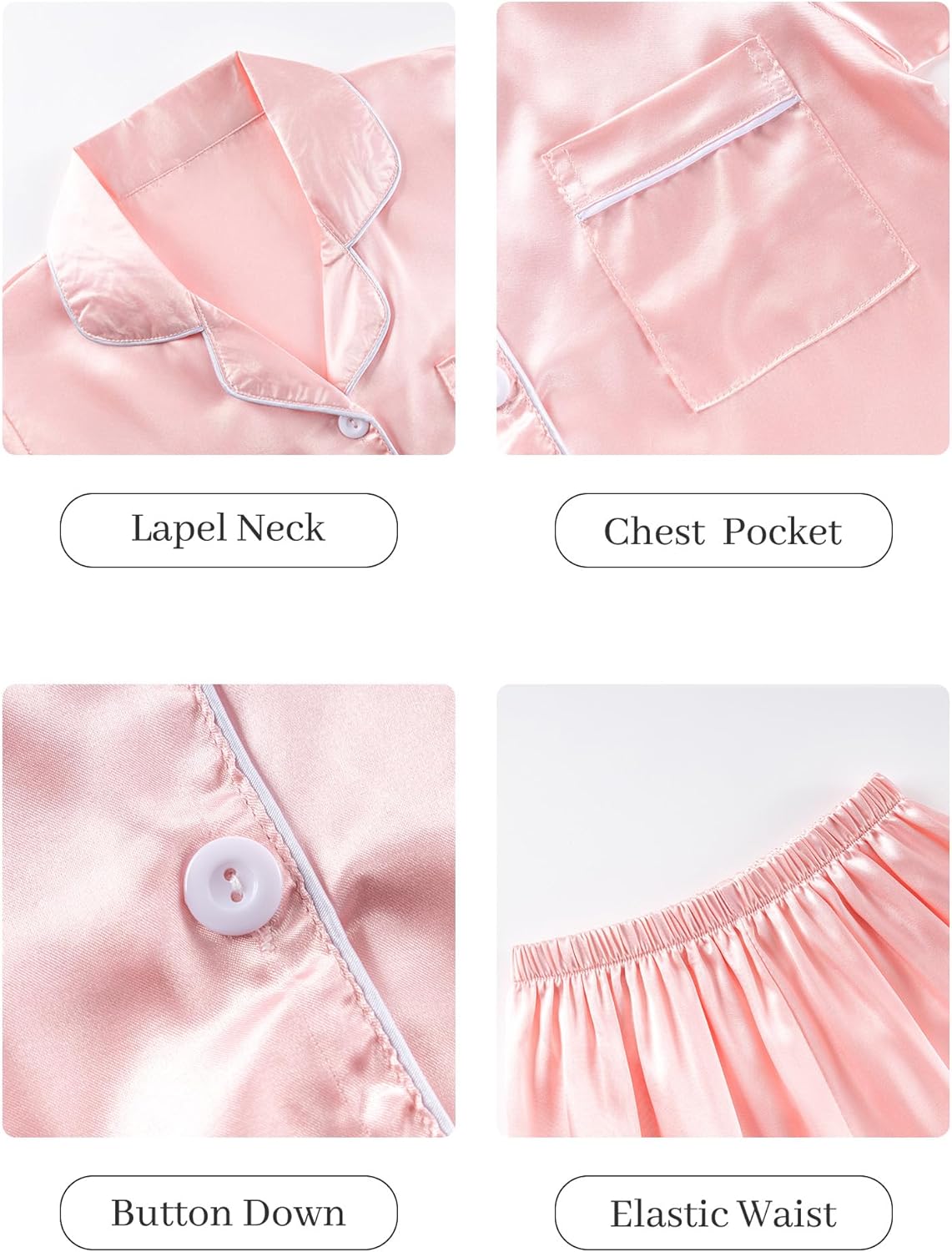 DIPUG Girls Pajamas Satin Long Sleeve Sleepwear Set Silky Feel Pjs for Kids Ages 4 to 13 - Image 5