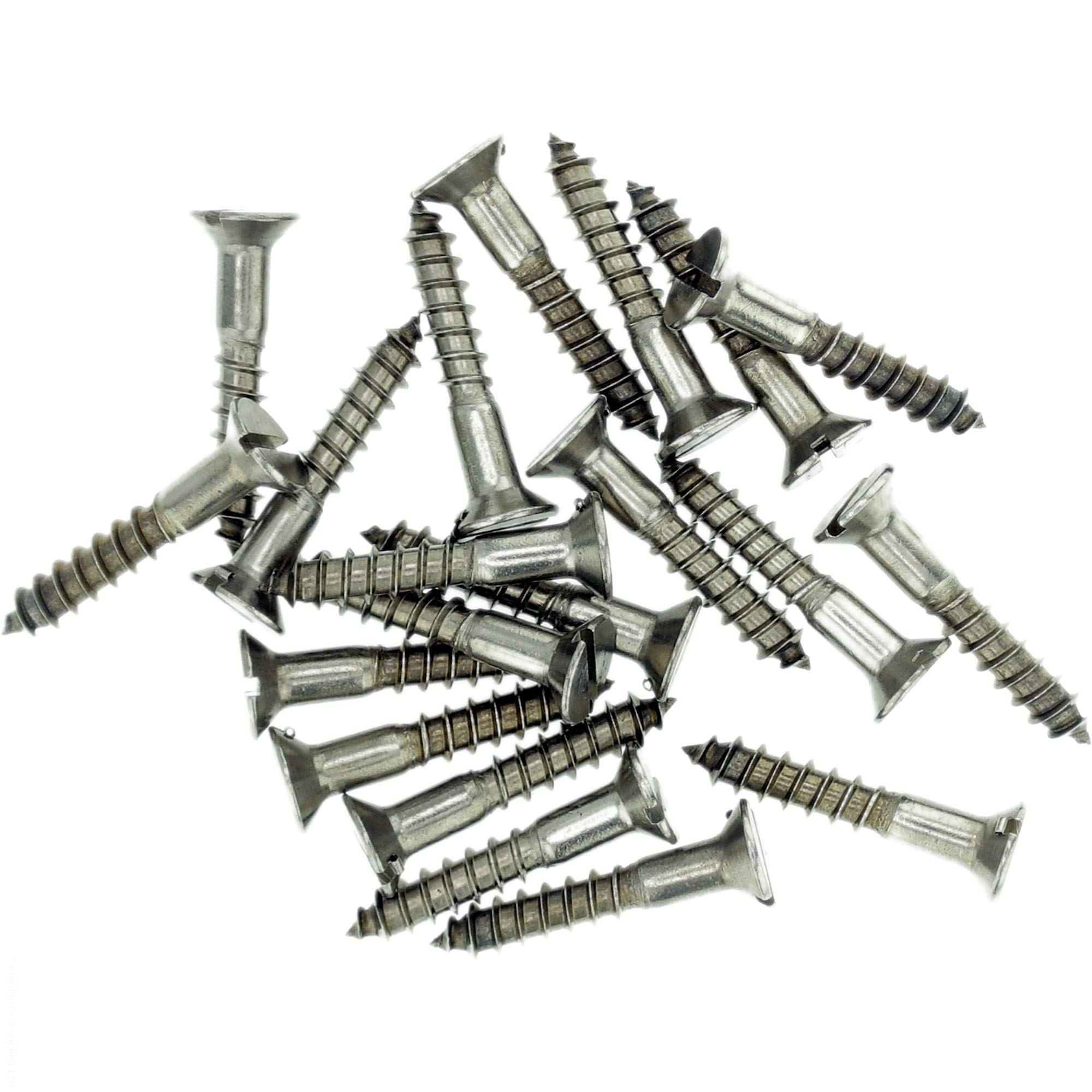 Singularity Supplies No.8 X 2.75 (4.0Mm X 70Mm) Slot Countersunk Wood Screw - Stainless Steel (A2) (Pack Of 20)