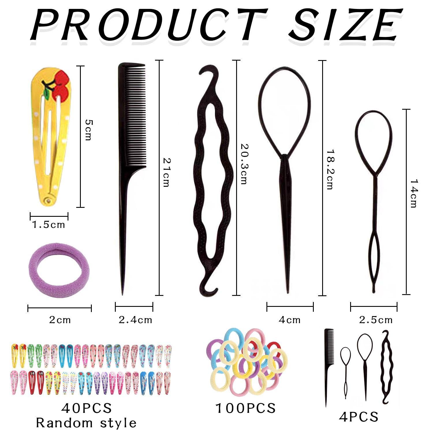 40 Pieces Of Colorful Hair Clips, 100 Pieces Of Colorful Hair Ties And 4 Pieces Of Black Hair Twisters - Image 2