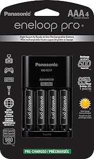 Panasonic K-KJ17K3A4BA Advanced Battery Charger Pack with 4 AAA eneloop pro High Capacity Ni-MH Rechargeable Batteries