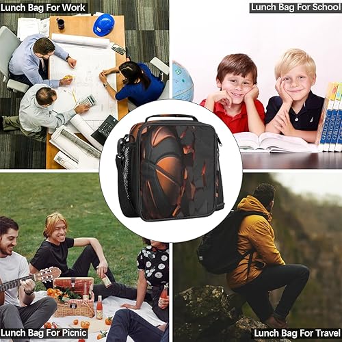 Miniatura 5 de Lonchera con estampado de cebra para niños, niñas, niños, bolsas de almuerzo con textura animal para adolescentes, lonchera aislada para la escuela,