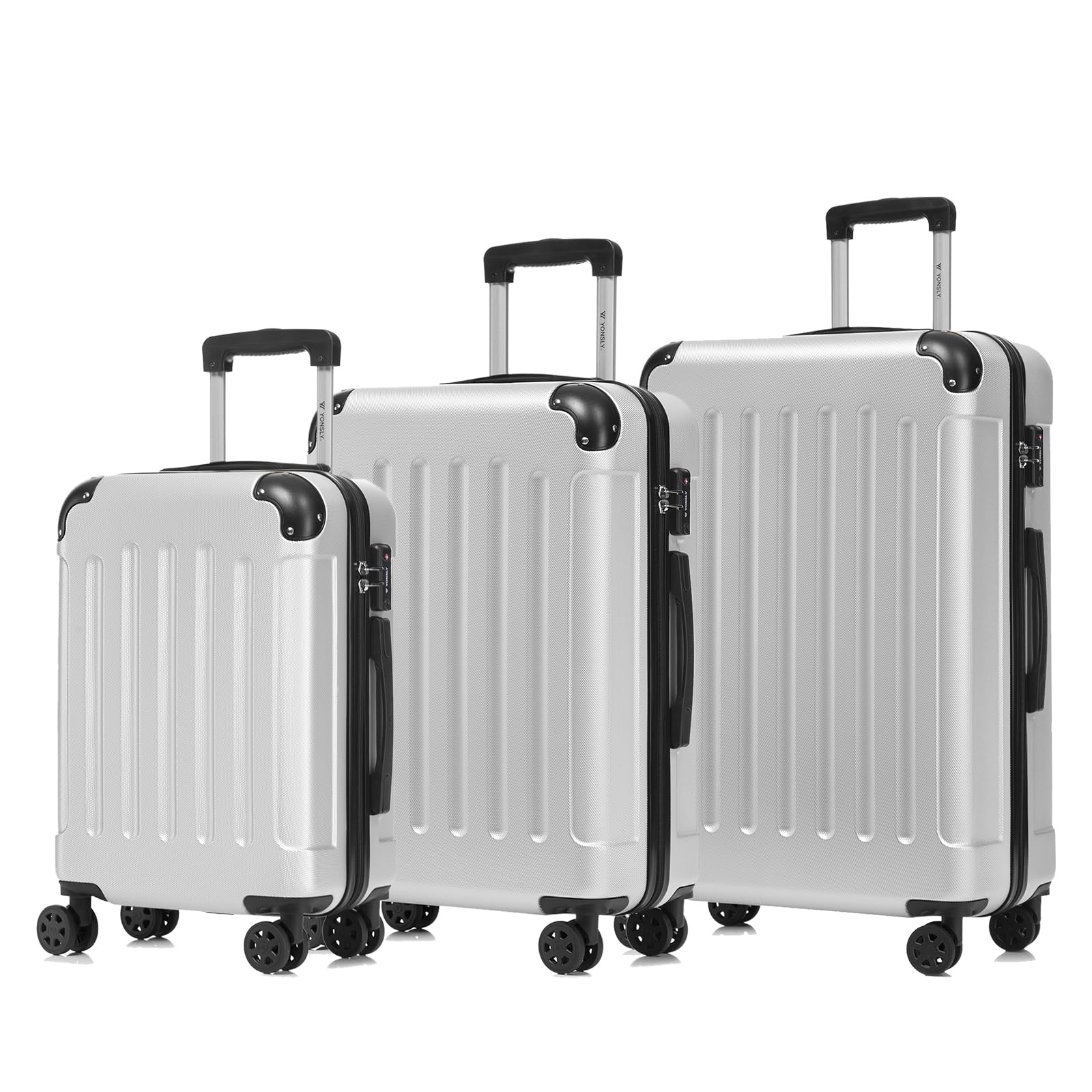 yonsly Koffer Suitcase, Trolley Reisekoffer, Rollkoffer Handgepäck mit 4 Rollen 360°, ABS Hartschalen, Sicherheitsschloss, Weicher Gummigriff, 210D-Futter