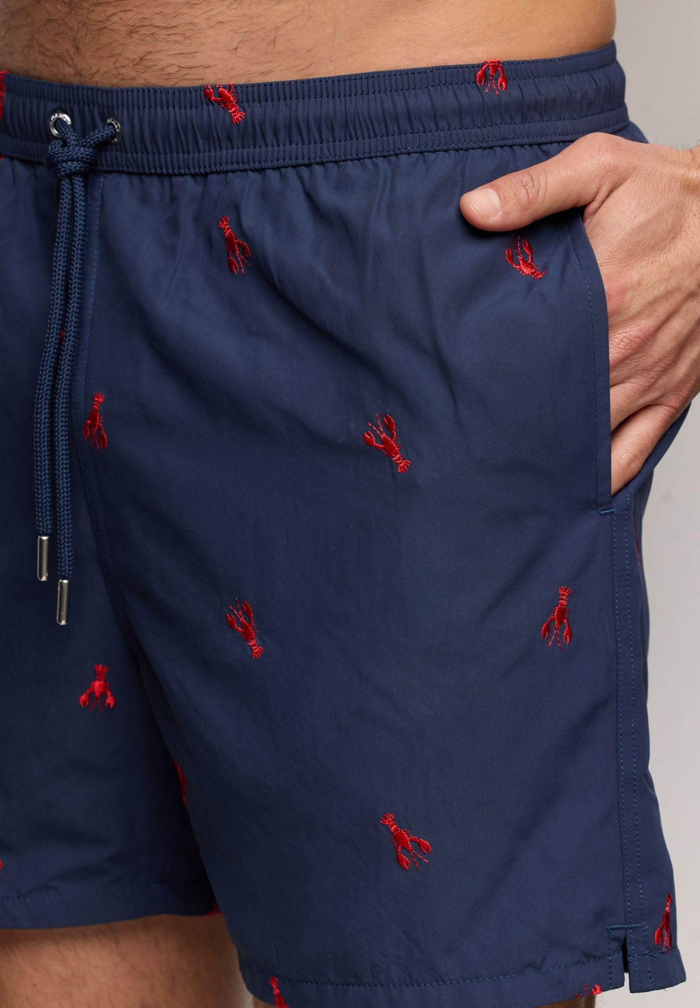 YAMAMAY - Costume Boxer con Tasche Laterali, Uomo, Sea Club, Blu Notte, Ricamato