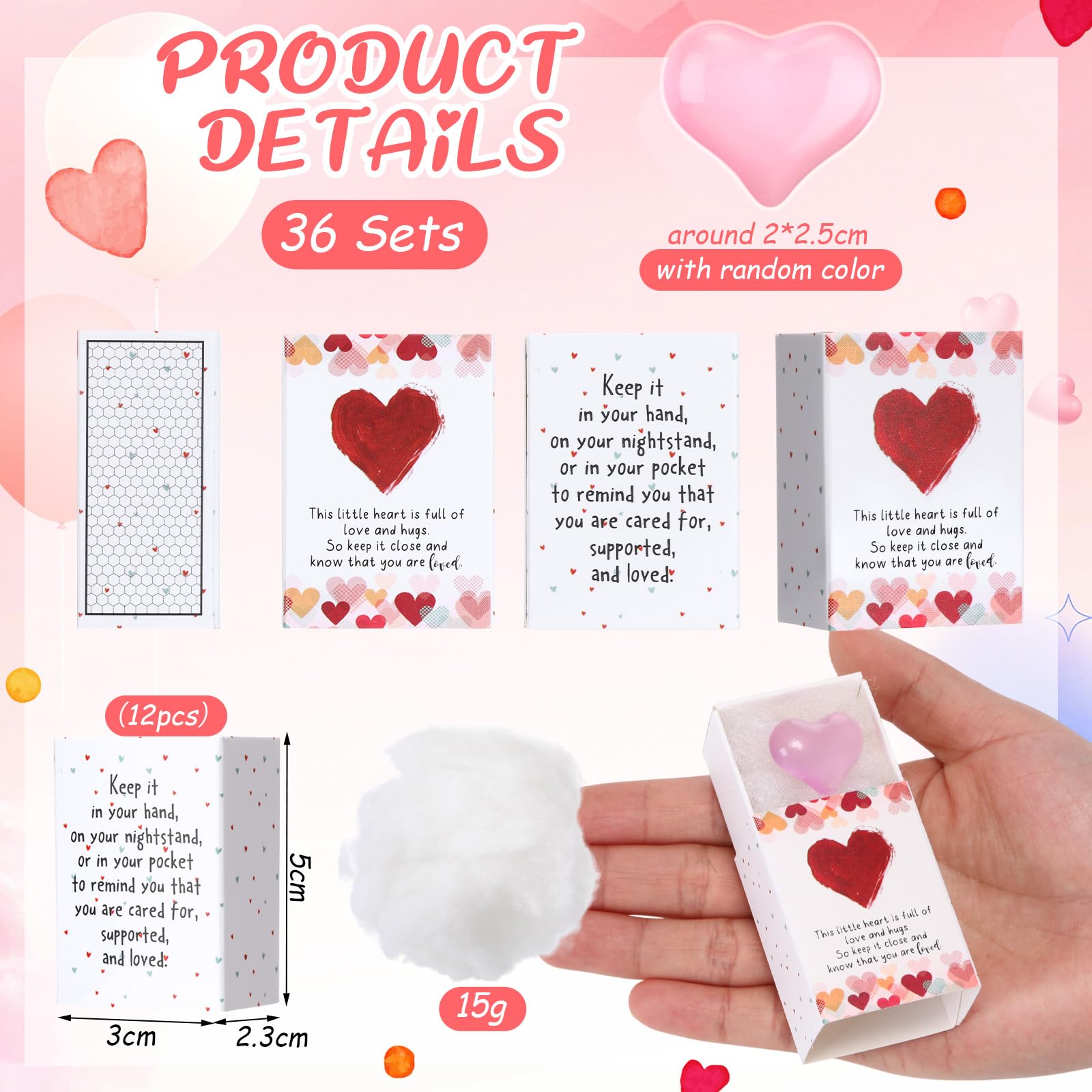 Wonderjune 36 Sets Mothers Gifts for Mom Women Small Emotional Affirmation Resin Support Thank You Luminous Heart Exchange Gifts