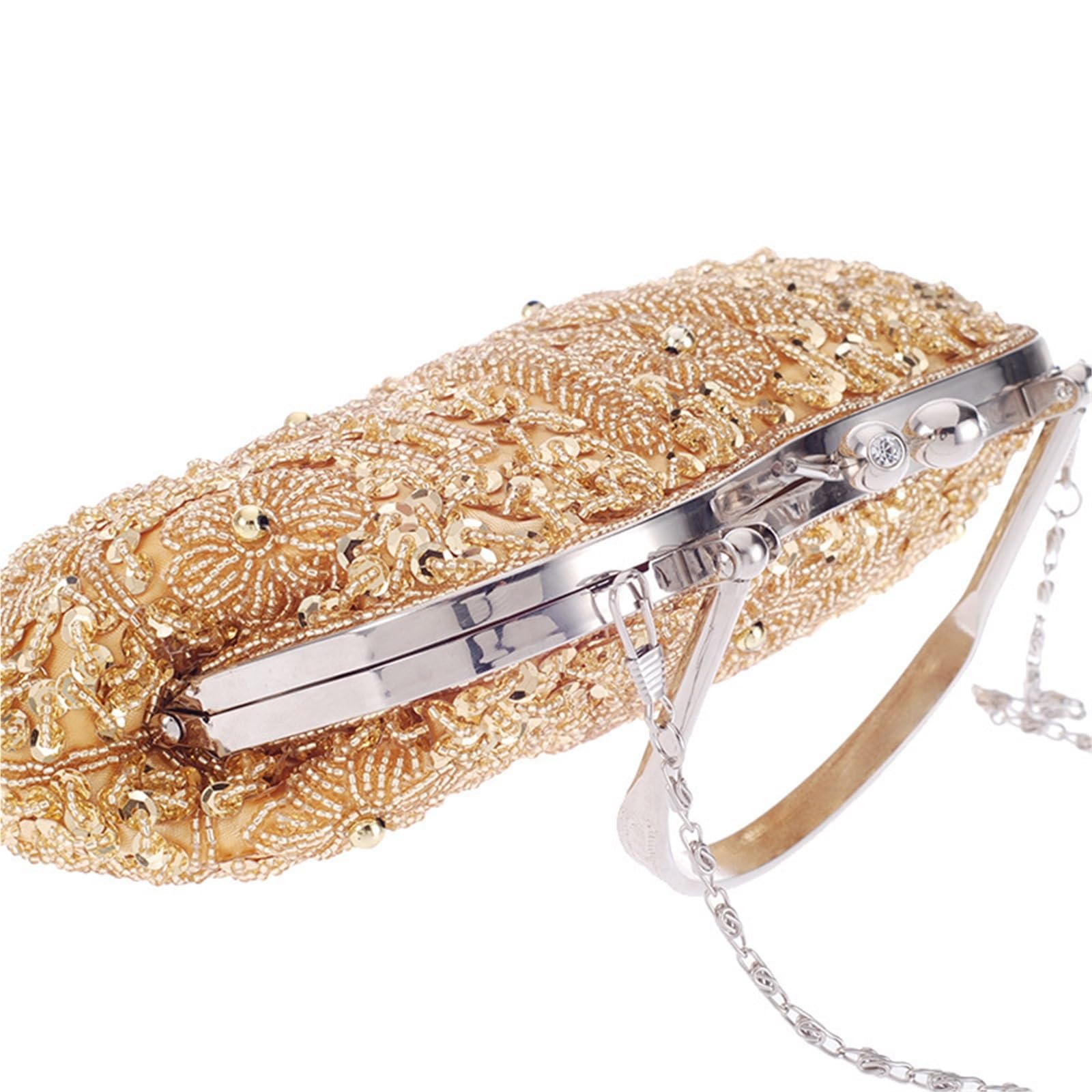 Vintage Ethnic Style Evening Bags Fashion Round Beaded Flower Clutches Handle Handbags Shoulder Bag For Women