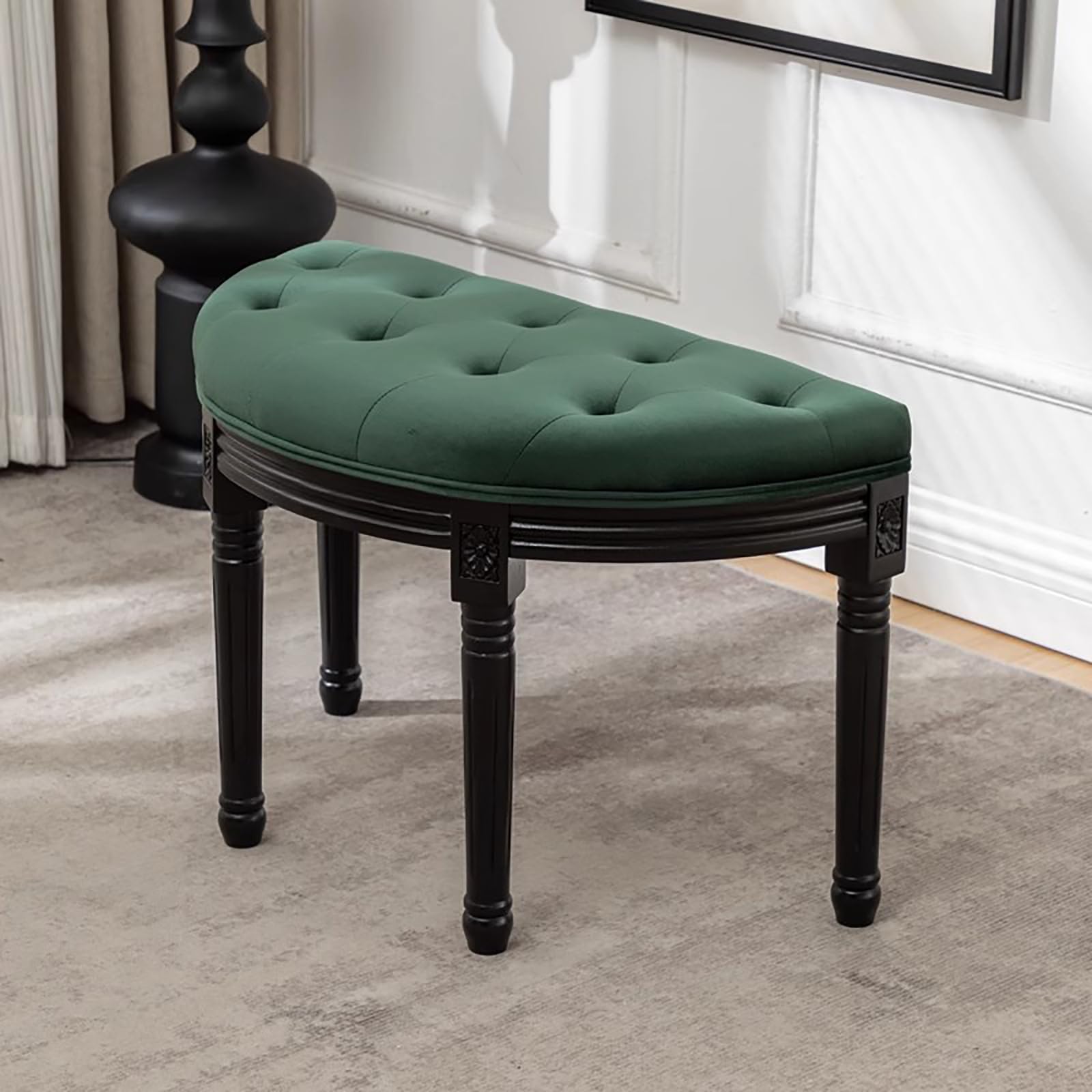 Banc de Coiffeuse Confortable Finition Velours pour Petits Espaces