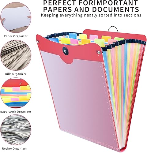 Miniatura 5 de Credibility - Paquete de 2 carpetas de archivos expandibles verticales, 13 bolsillos, bolsa organizadora de archivos de acordeón para tamaño A4 y