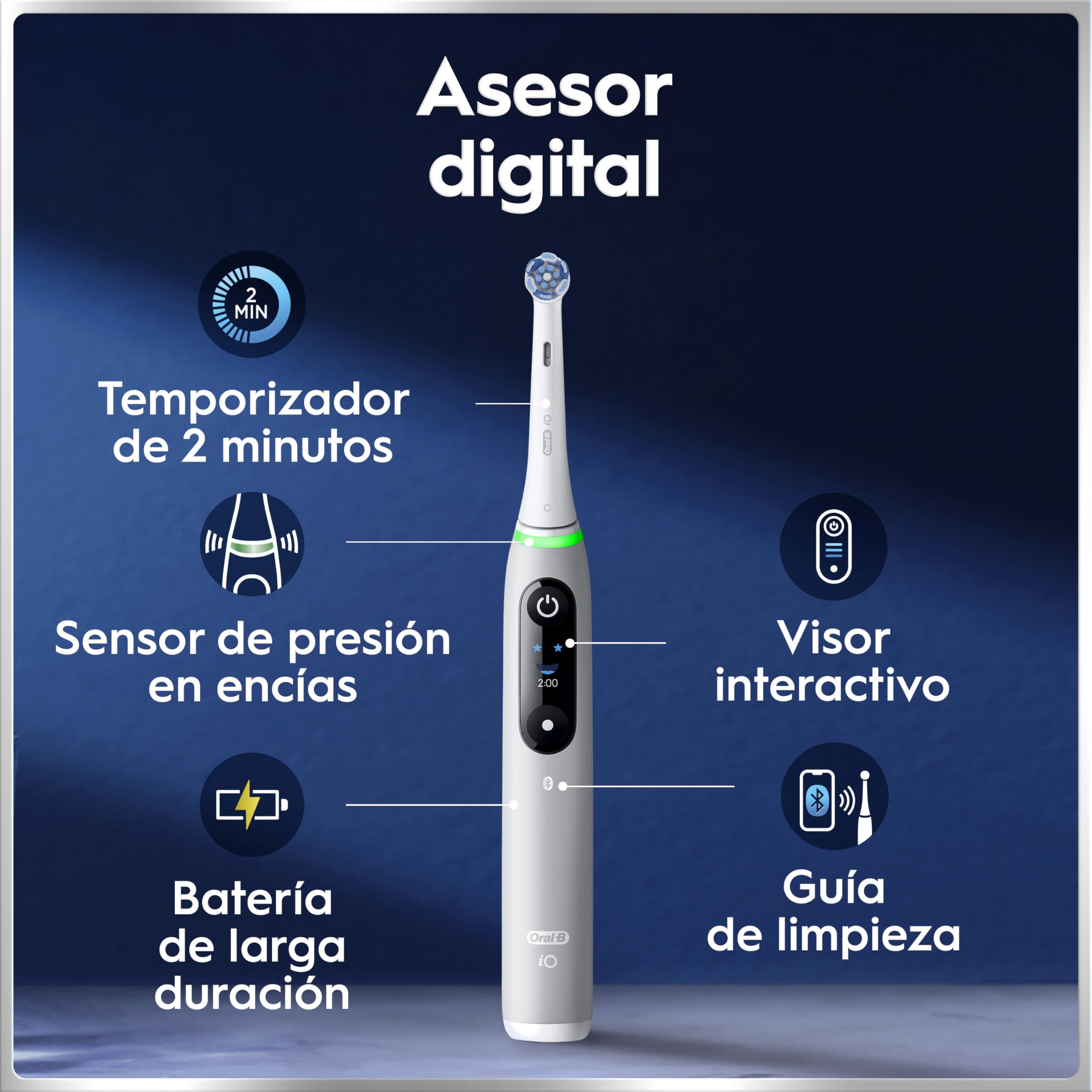 Oral-B iO 6 Cepillo De Dientes Eléctrico Gris Con Mango Recargable, 3 Cabezales y 1 Estuche De Viaje, 5 Modos De Cepillado Con Blanqueamiento Dental, Sensor De Presión, Diseñado Por Braun