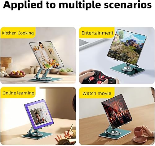 Miniatura 7 de iPad Stand for Desk, Tablet Holder with Thickened 360Rotating Base Base Dual Rod Adjustable Aluminum Stand for All 4-12.9 iPad Surface Samsung Phone