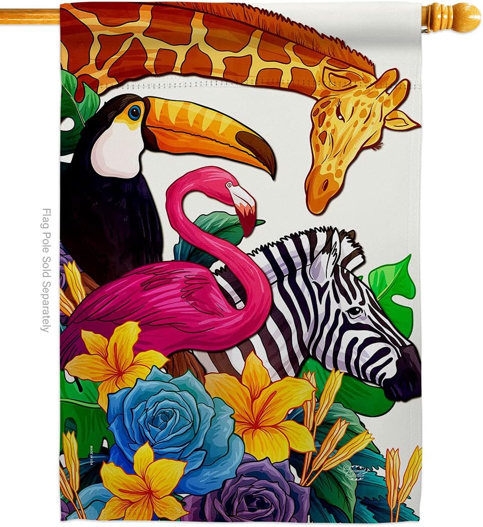 Zoo House Flag Barnyard Cow Horse Rooster Farmhouse Pet Nature Farm Animal Creature Decoration Banner Small Garden Yard Gift Double-Sided, Made in USA