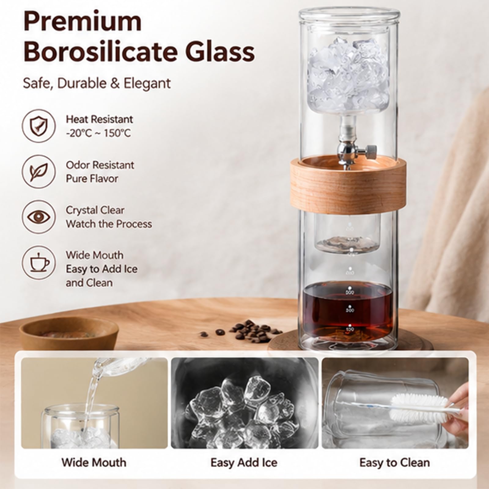 Ekspres Do Kawy Cold Brew Drip, 500ml Wieża Do Parzenia Z Szkła | Zawór regulacyjny przepływu do domu i kawiarni