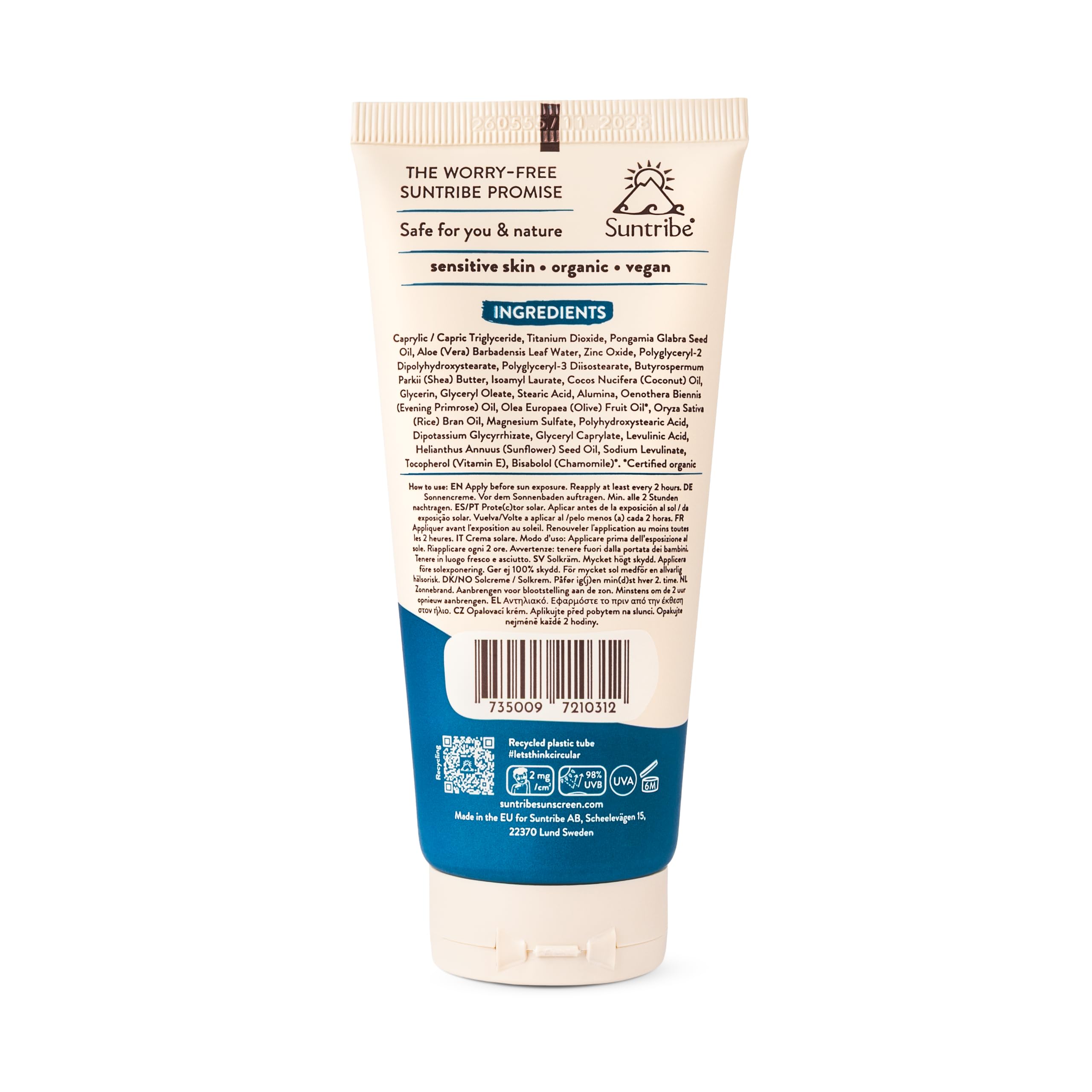 Crème Solaire Bio Minérale Sport FPS 50/100% Naturelle/No-Nano