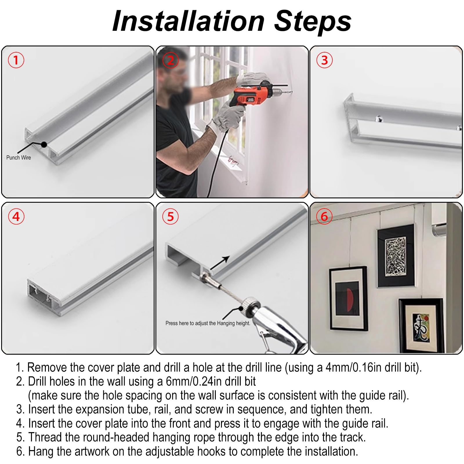 Kit de piste de présentation artistique sans clou pour un réarrangement facile, parfait pour les galeries, les expositions et la décoration de la maison