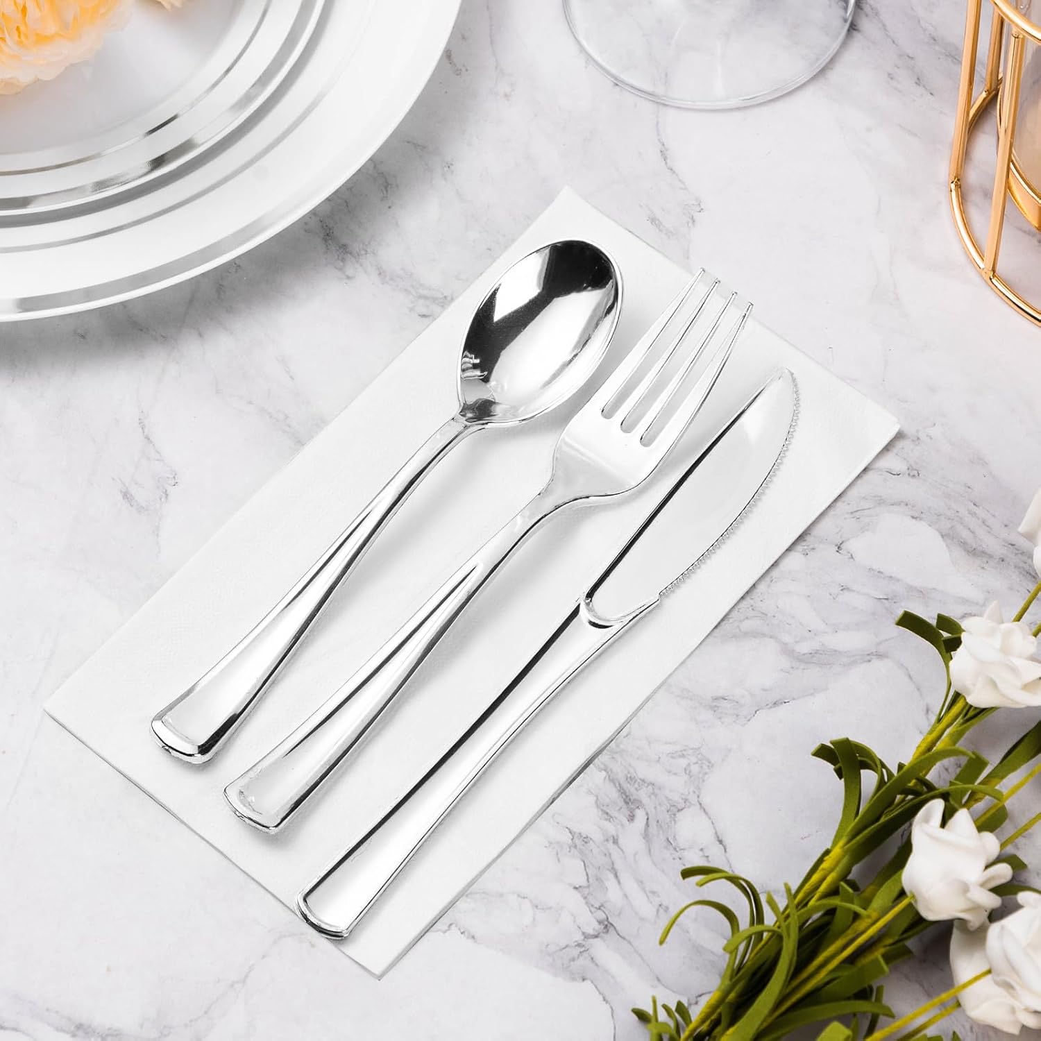 BESTVIP 400 Pack Disposable Paper Napkins, 3-Ply White Dinner Napkins for Guests, Bathroom Paper Hand Towels Soft and Absorbent, Perfect for Christmas, Kitchen, Dinner, Party, Wedding or Event