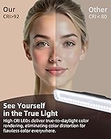 Vista 5 de EZVALO Paquete de 1 luz inalámbrica de maquillaje, luces de tocador para espejo, luz de espejo de baño, recargable, 3 modos de color, atenuación