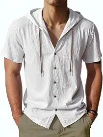 Camisa masculina de manga curta com botões, moletom casual de verão, leve, fashion