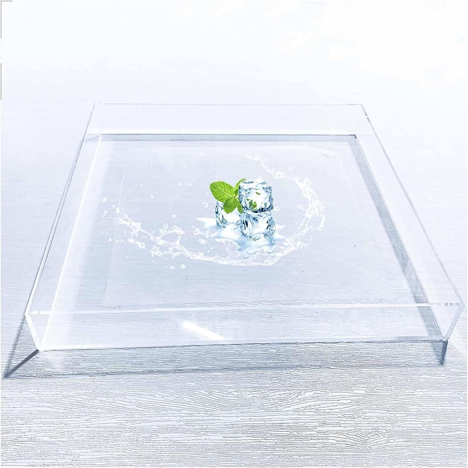 Tanque de agua de acrílico transparente para la fotografía, bandeja de salpicaduras poco profunda con efectos dinámicos de ondulación, caja de exhibición de alta transparencia para accesorios de alime