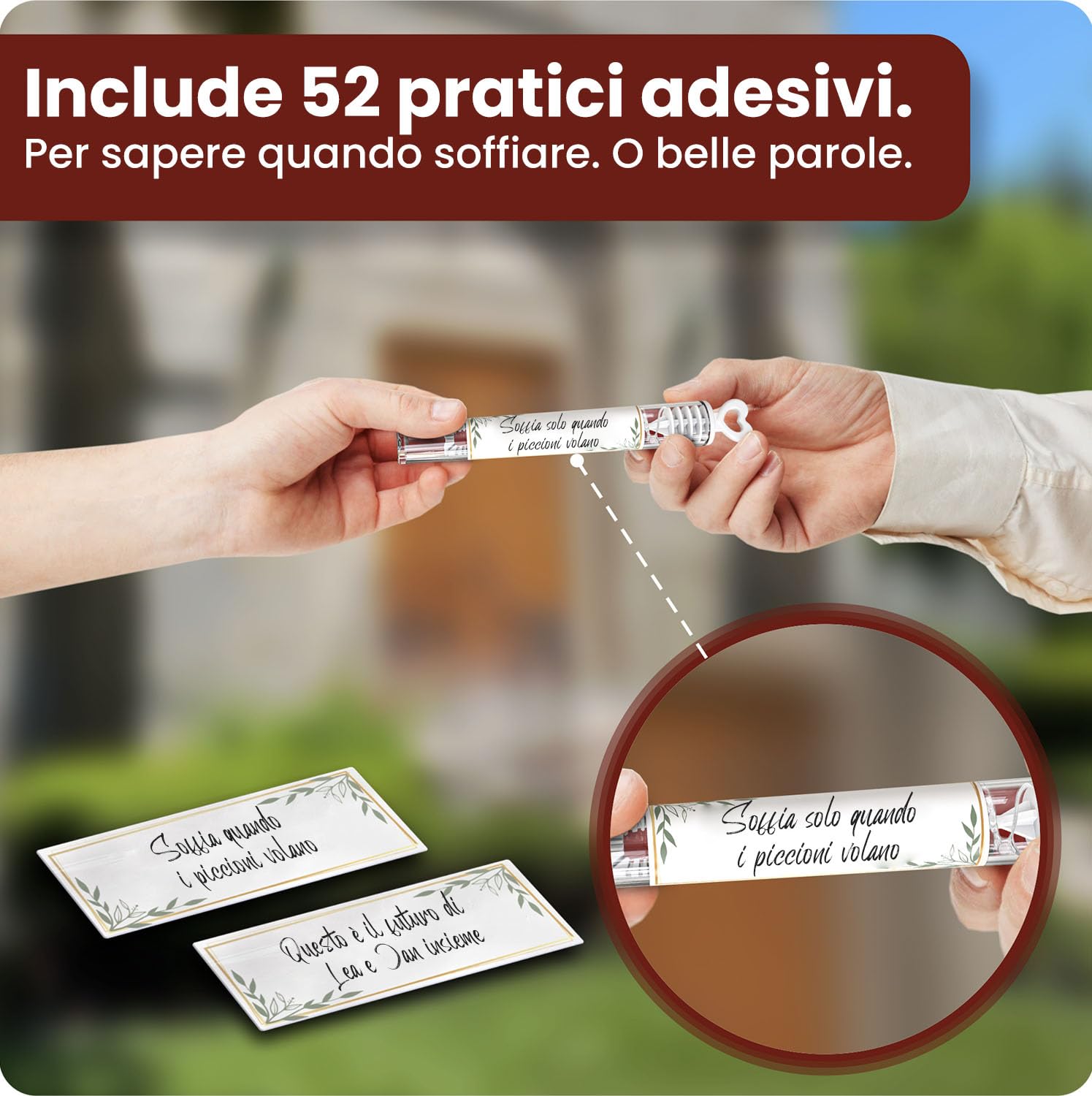 Weidebach® 52x Bolle romantiche per Matrimonio Perfetta Decorazione per Foto indimenticabili, incl. 52 Adesivi su Cui Scrivere, bomboniere