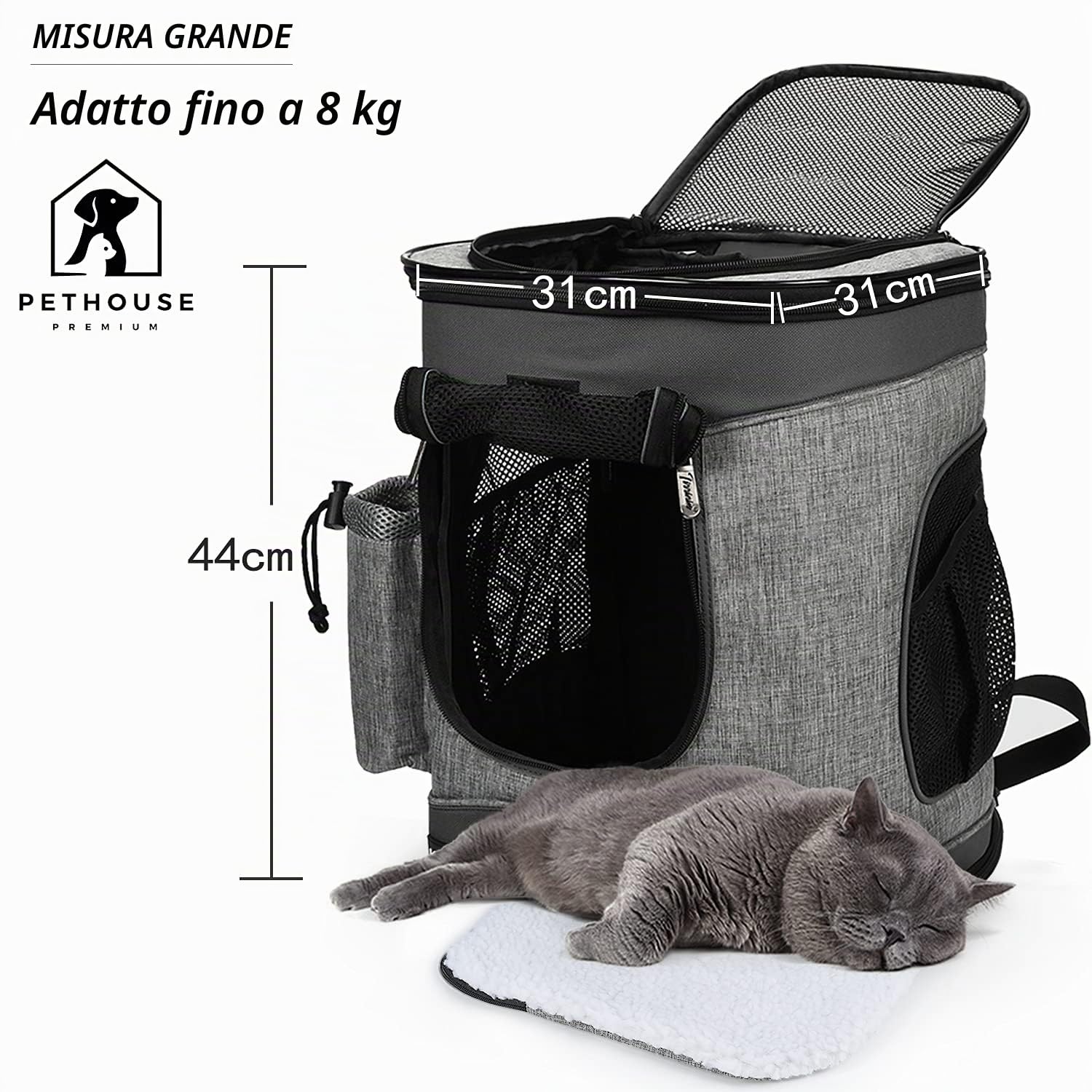 Kato Tirrinia Pet Dog Carrier Zaino, Pet Carrier Bag con Rete per Cani Medi Gatti, 1.5lbs Cucciolo Zaino Carrier Borsone Portatile per All'aperto