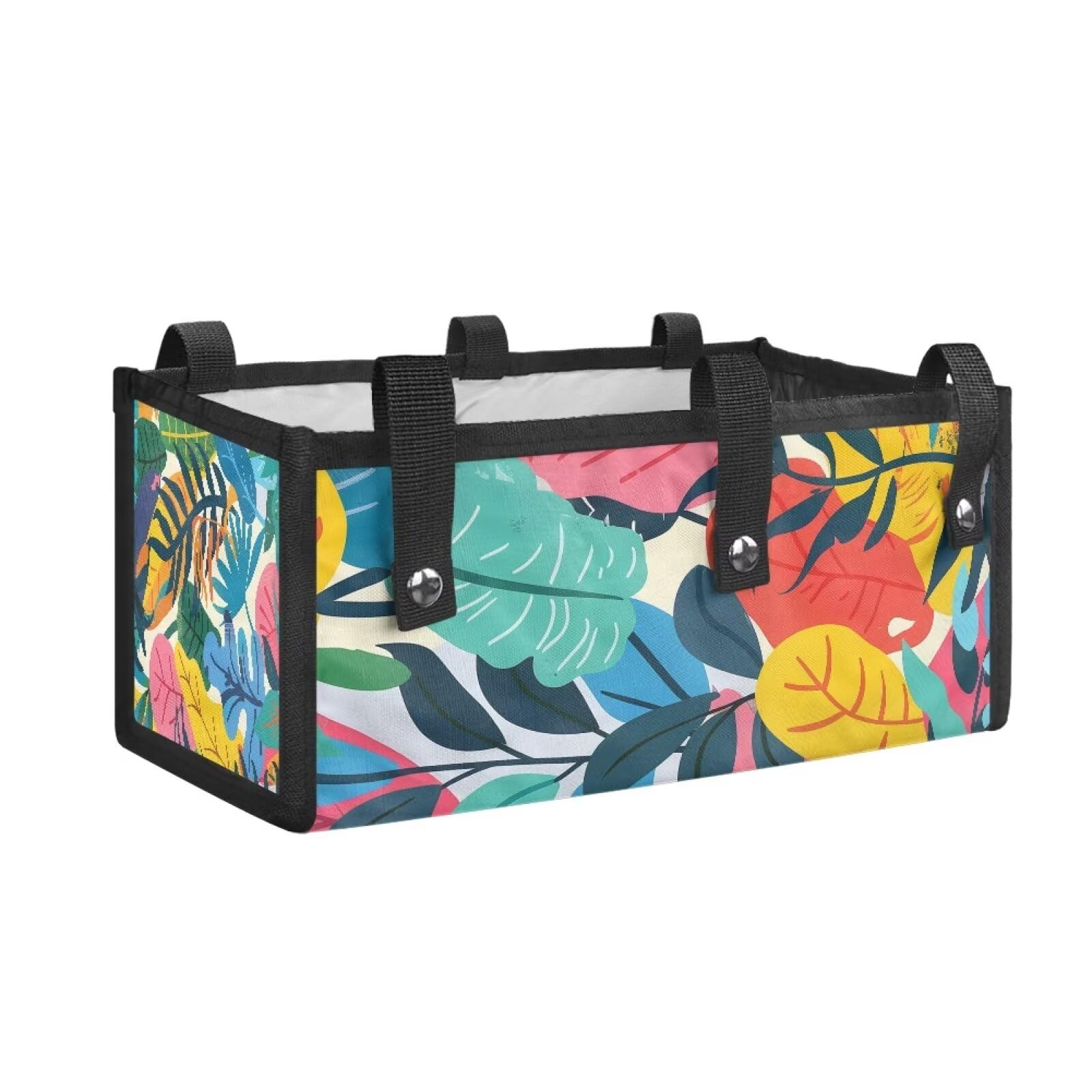 Vanideaoty Colourful Leaves Rollator Basket for Seniors Walker Bags for Folding Walker Big Capacity Large and Deep Enough to Keep Your Items