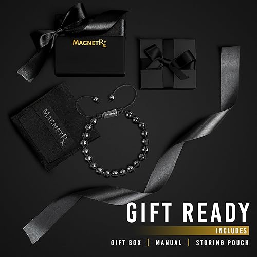 Miniatura 5 de MagnetRX Pulsera magnética de hematita, piedras magnéticas de máxima fuerza, pulseras magnéticas con cuentas para hombres y mujeres (cuentas de Bali