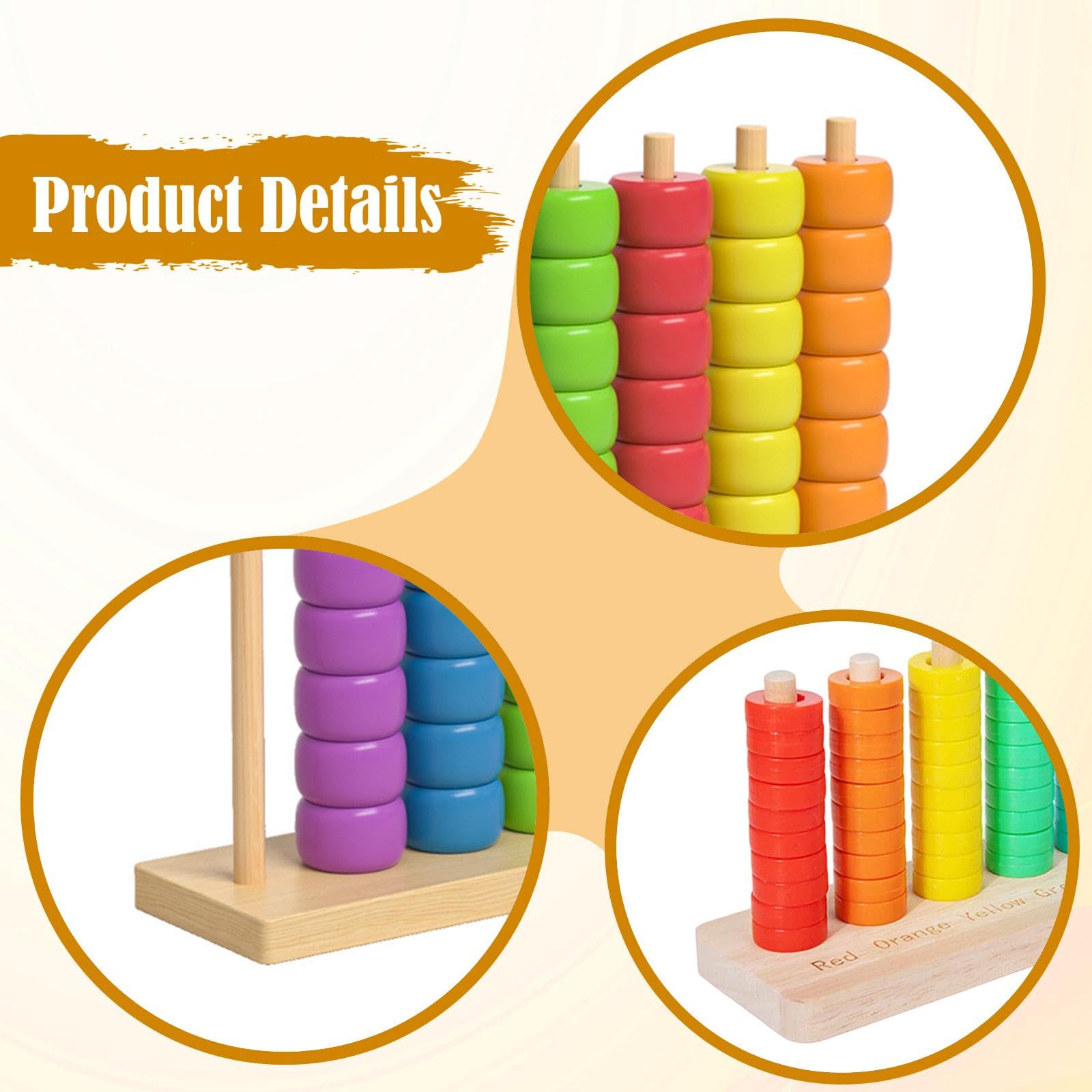 2 Juegos Color Stacking Beads Juguetes Apilables Madera Educativas Desarrollo Motricidad Fina Adecuado para Niños Fiestas Decoración Hogar Apr, Style B